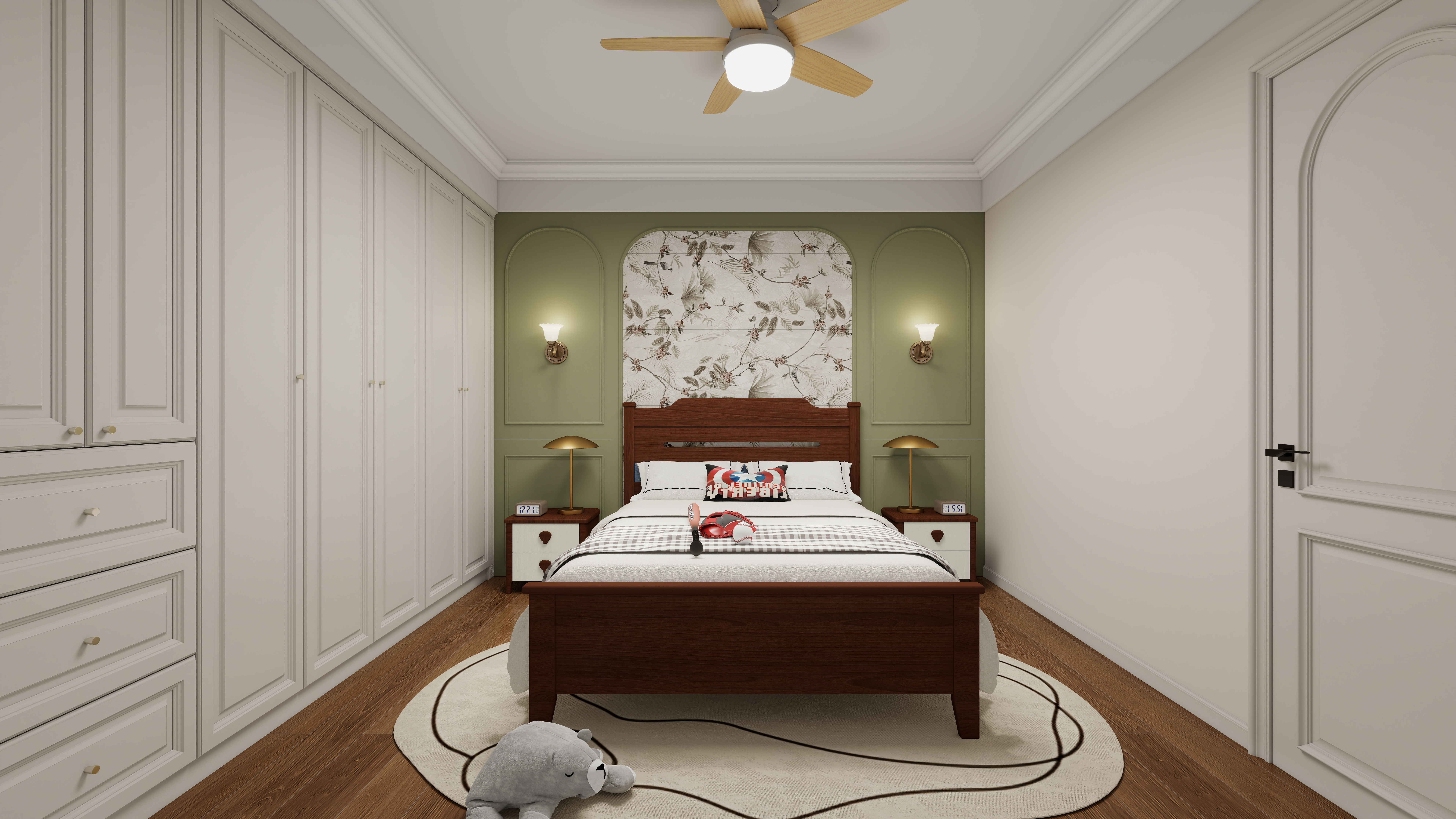 张岩-鹿鸣湾复式楼美式田园二层儿童房1装修效果图第1张