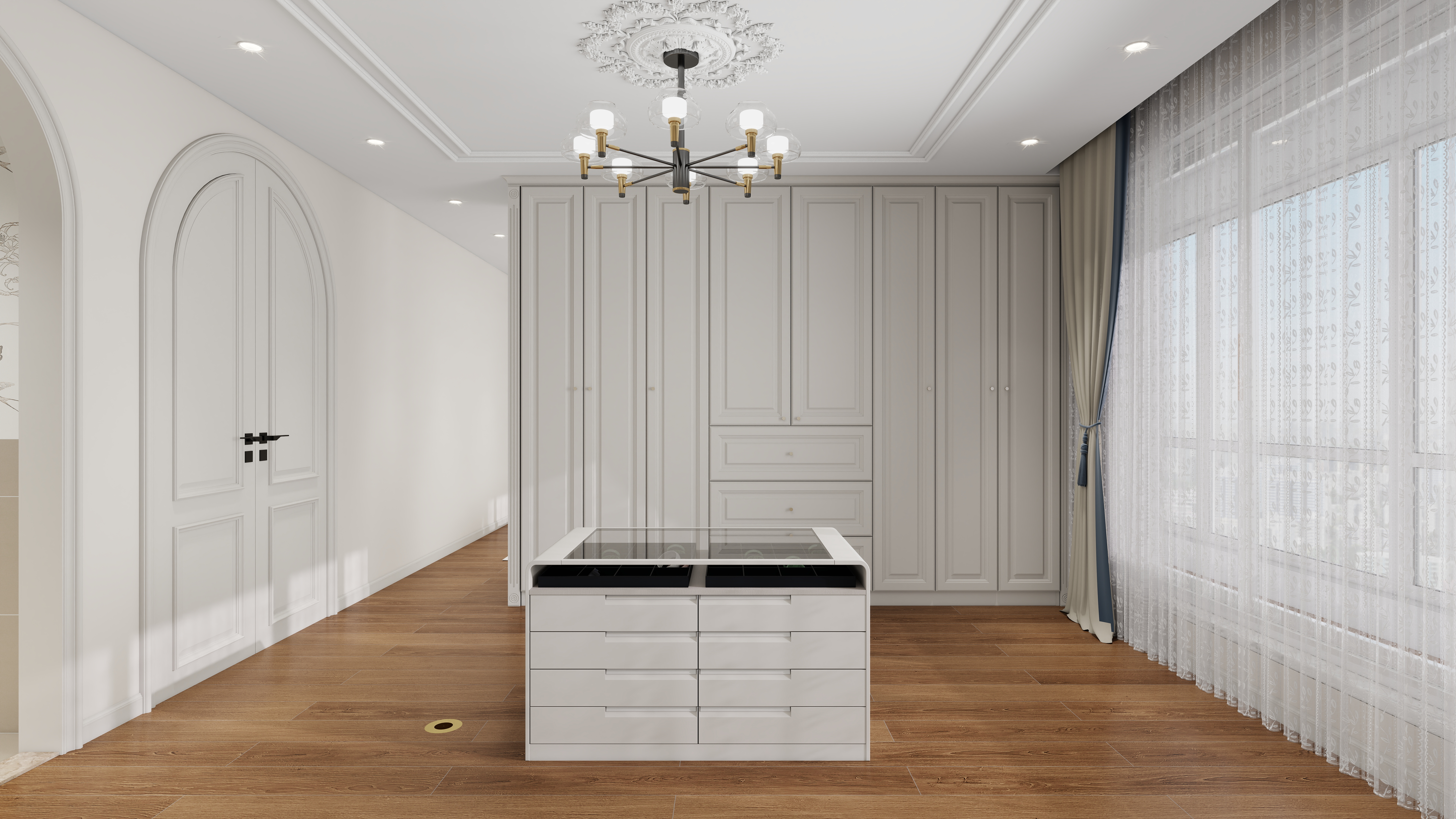 张岩-鹿鸣湾复式楼美式田园二层主卧室装修效果图第3张