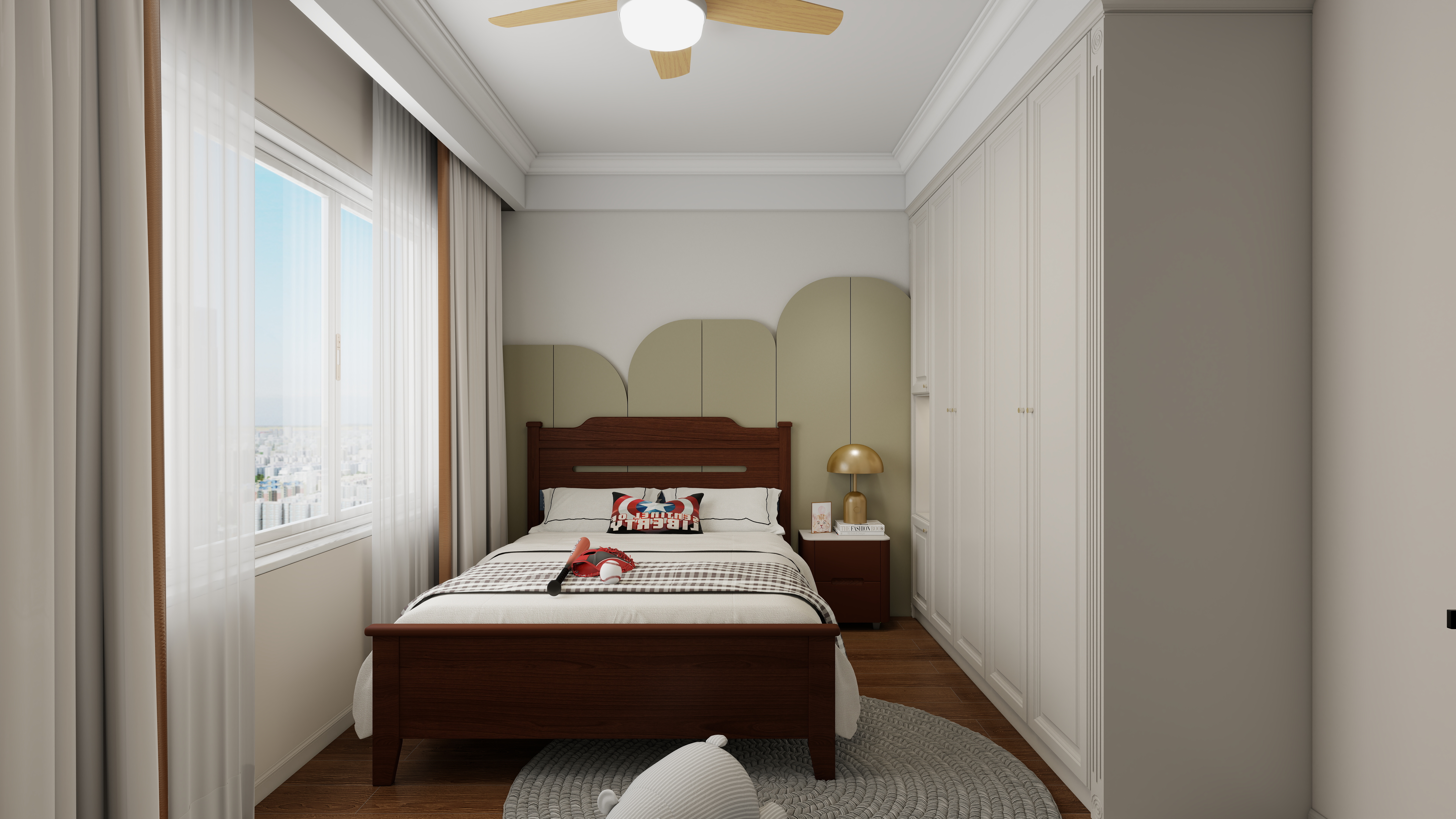 张岩-鹿鸣湾复式楼美式田园二层儿童房2装修效果图第1张