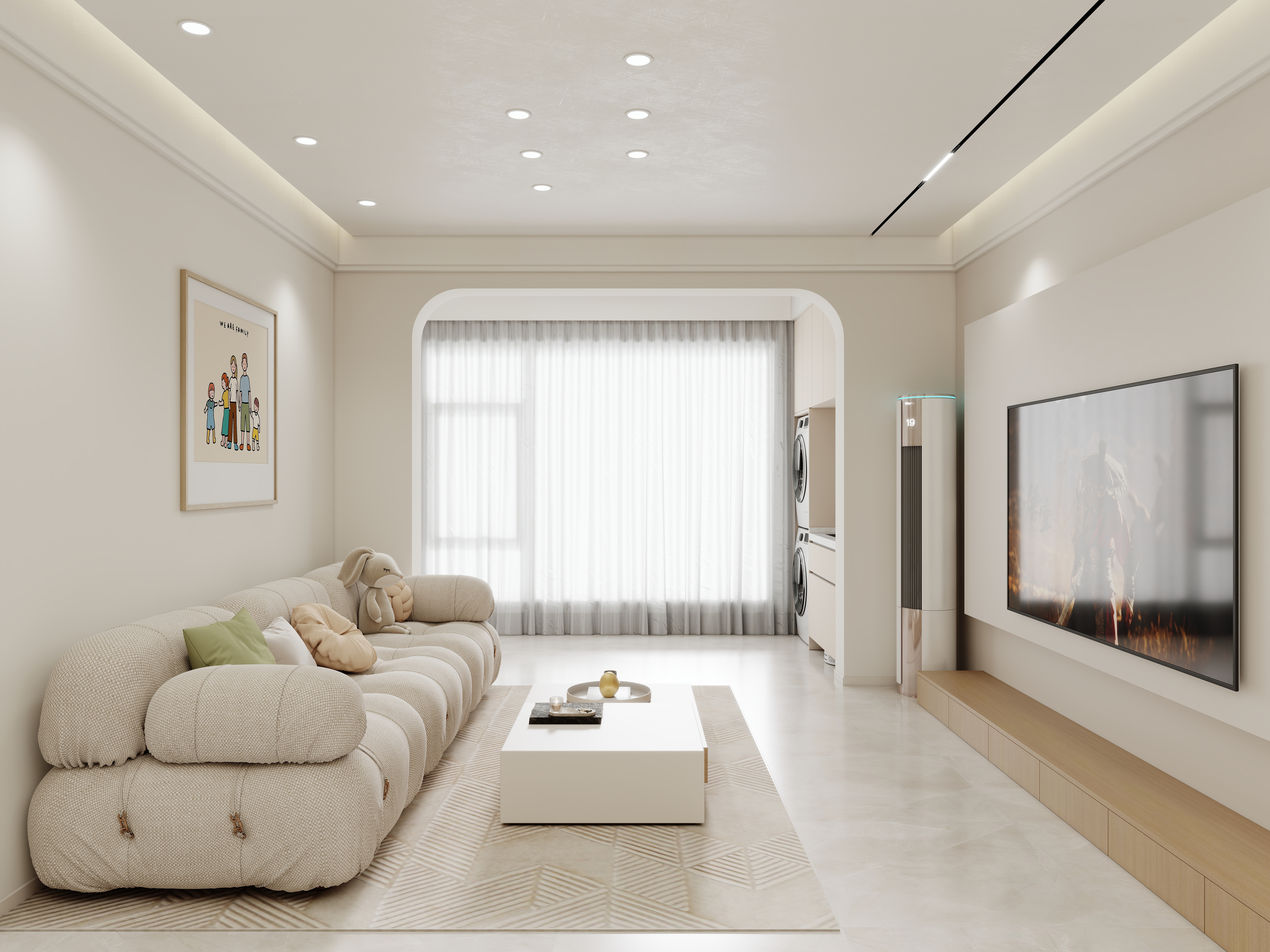 壹诺设计工作室-117㎡2室-奶油风 装修效果图