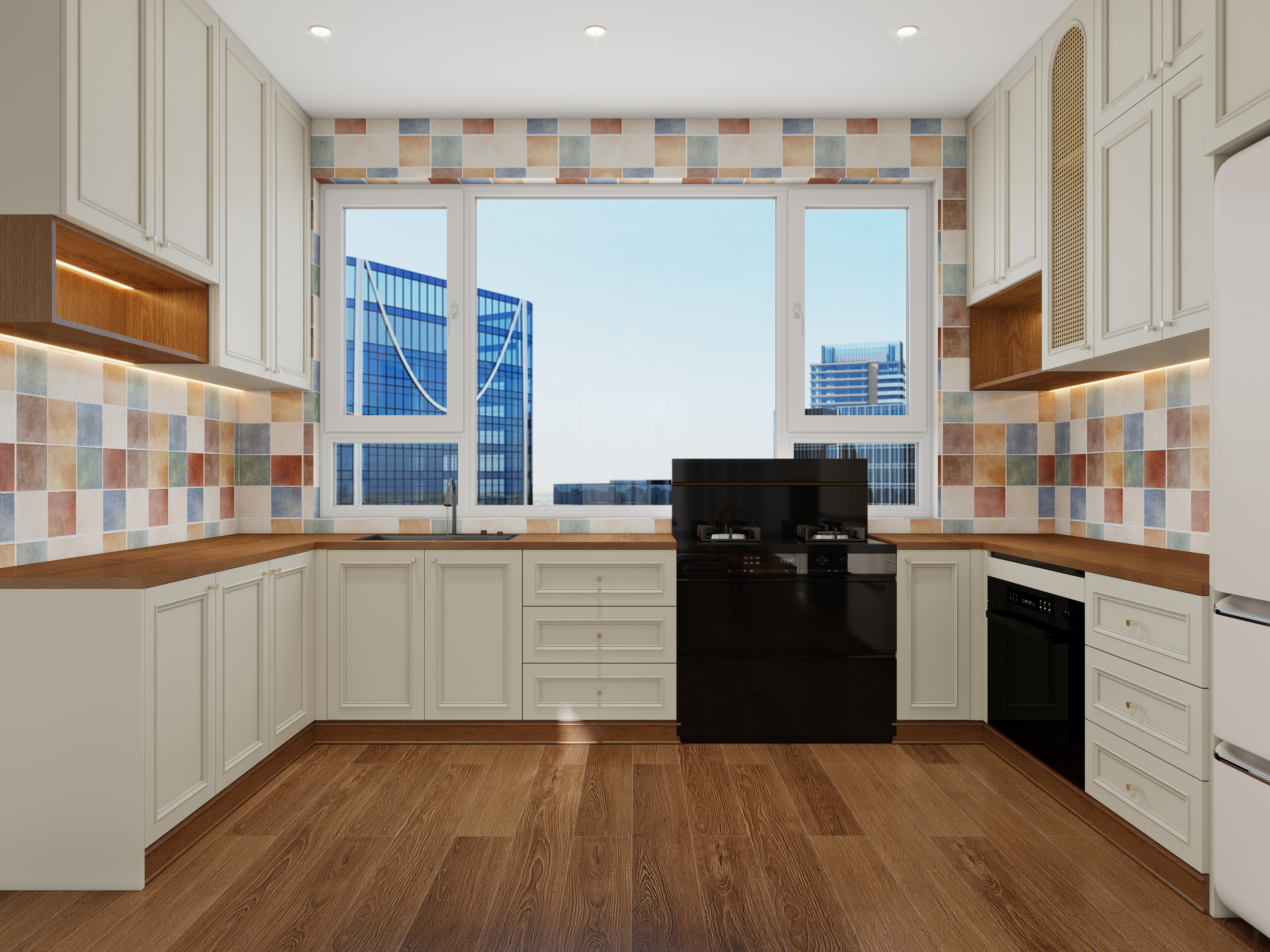 张岩-鹿鸣湾复式楼美式田园一层餐厅装修效果图第3张