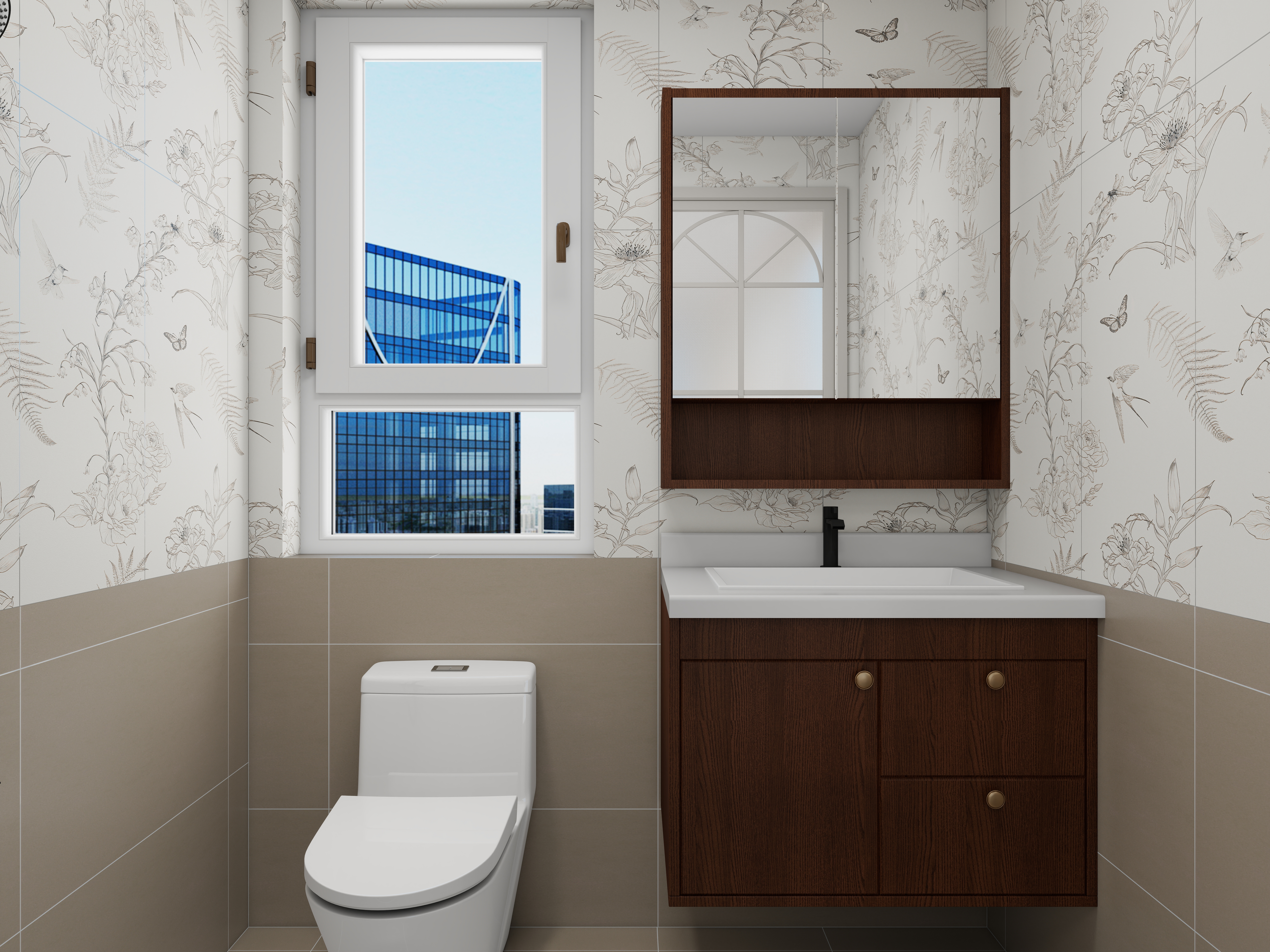 张岩-鹿鸣湾复式楼美式田园二层二楼客卫装修效果图第1张