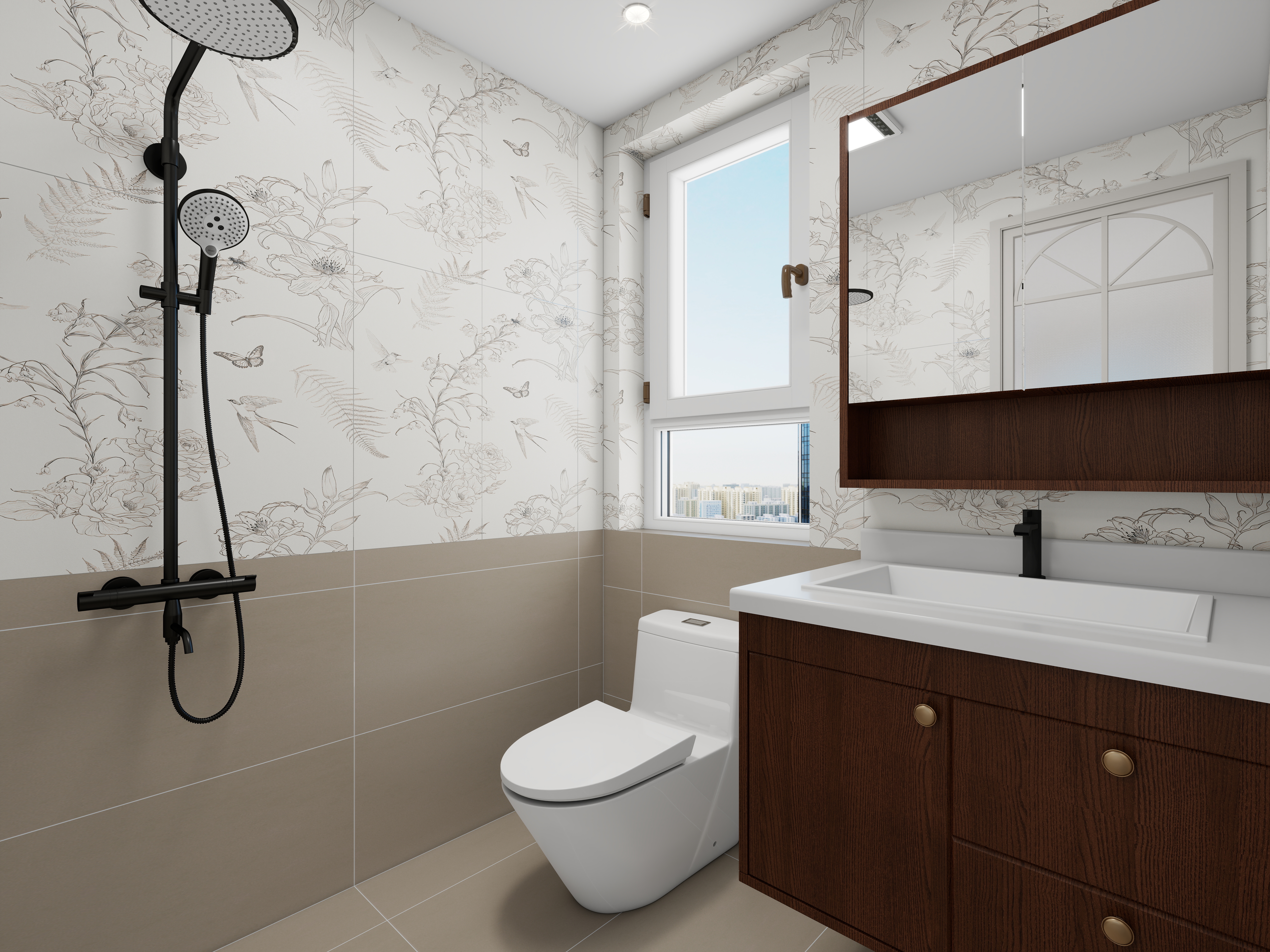 张岩-鹿鸣湾复式楼美式田园二层二楼客卫装修效果图第2张