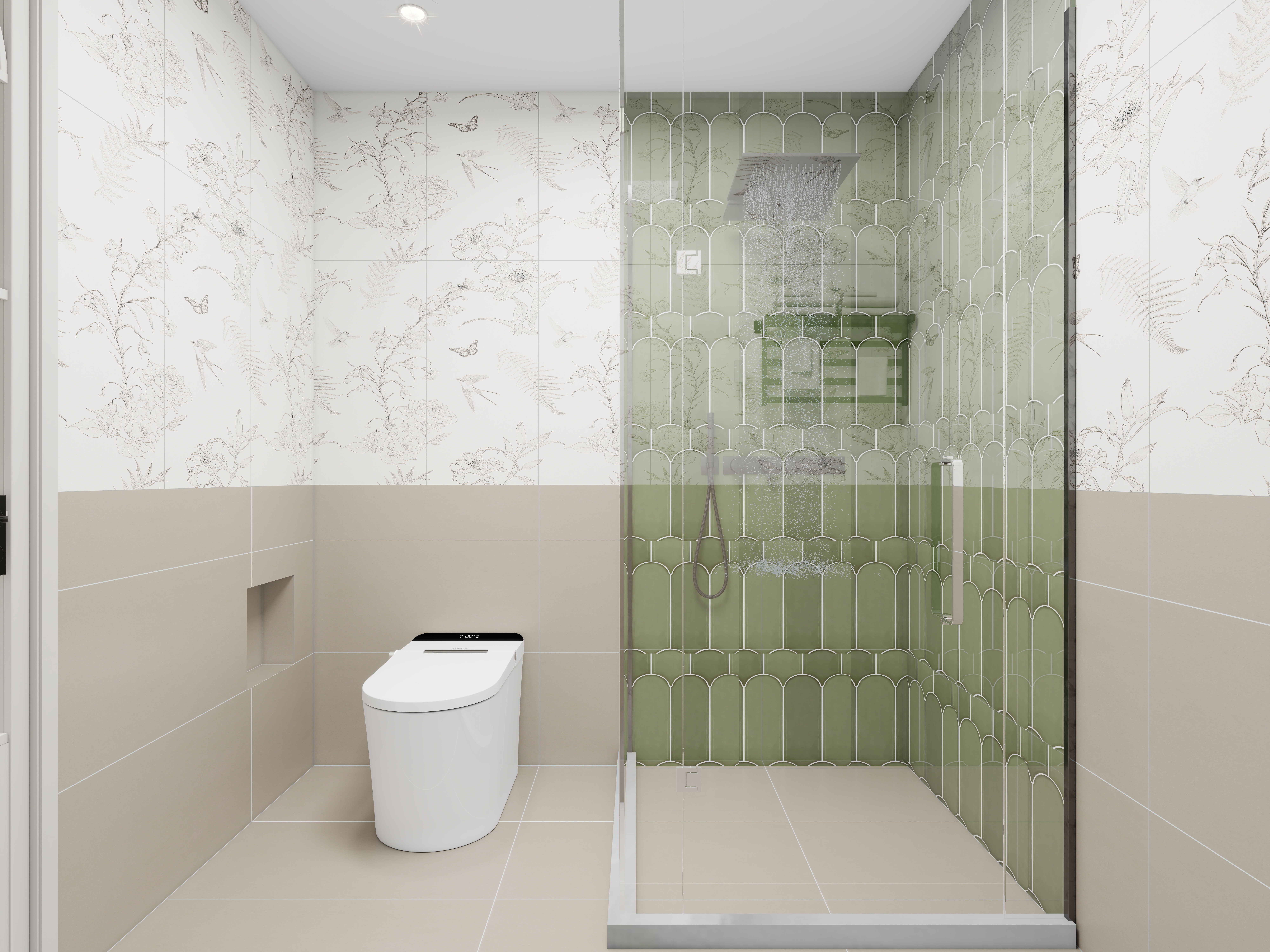 张岩-鹿鸣湾复式楼美式田园二层主卫装修效果图第2张