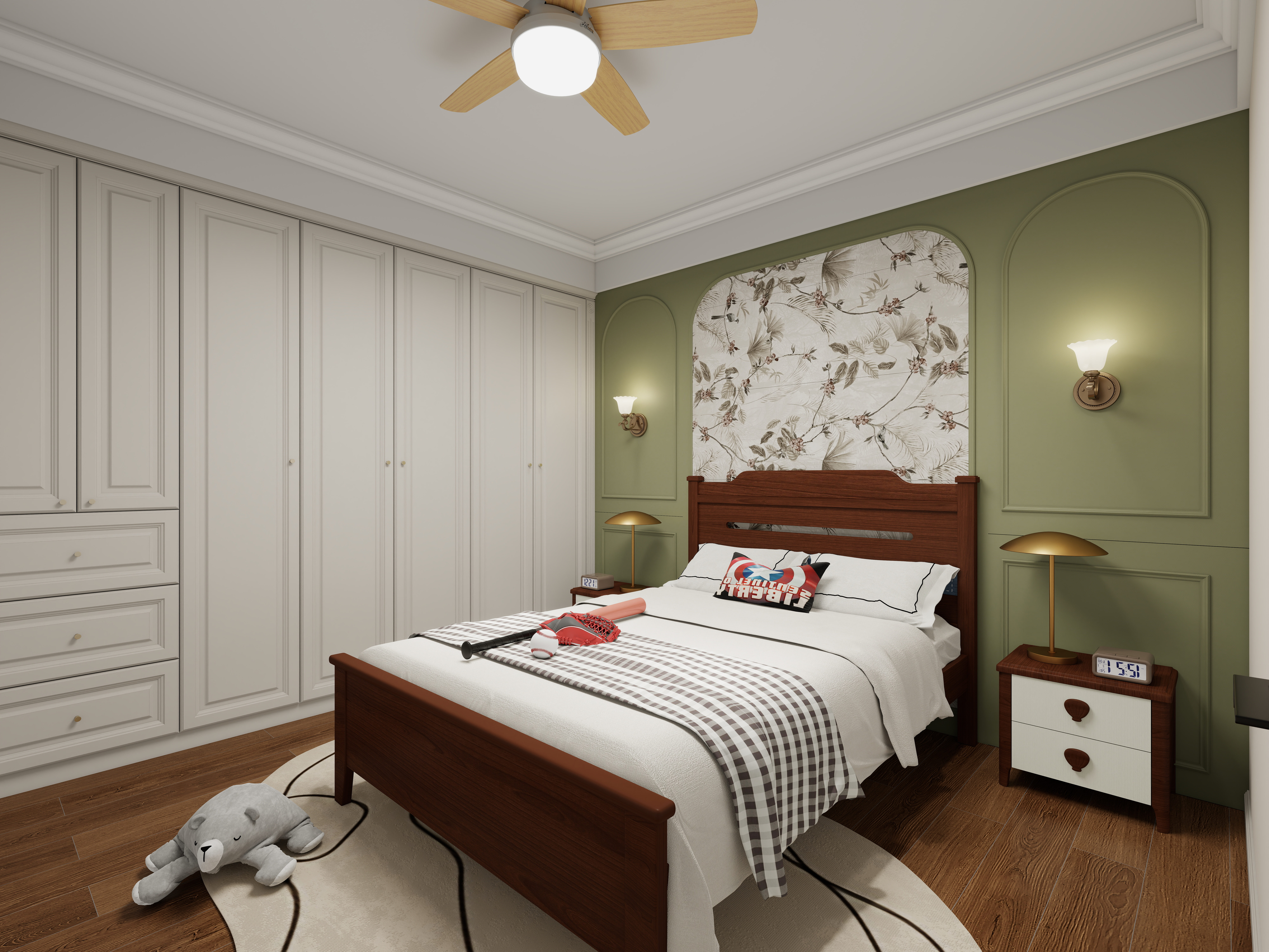 张岩-鹿鸣湾复式楼美式田园二层儿童房1装修效果图第2张