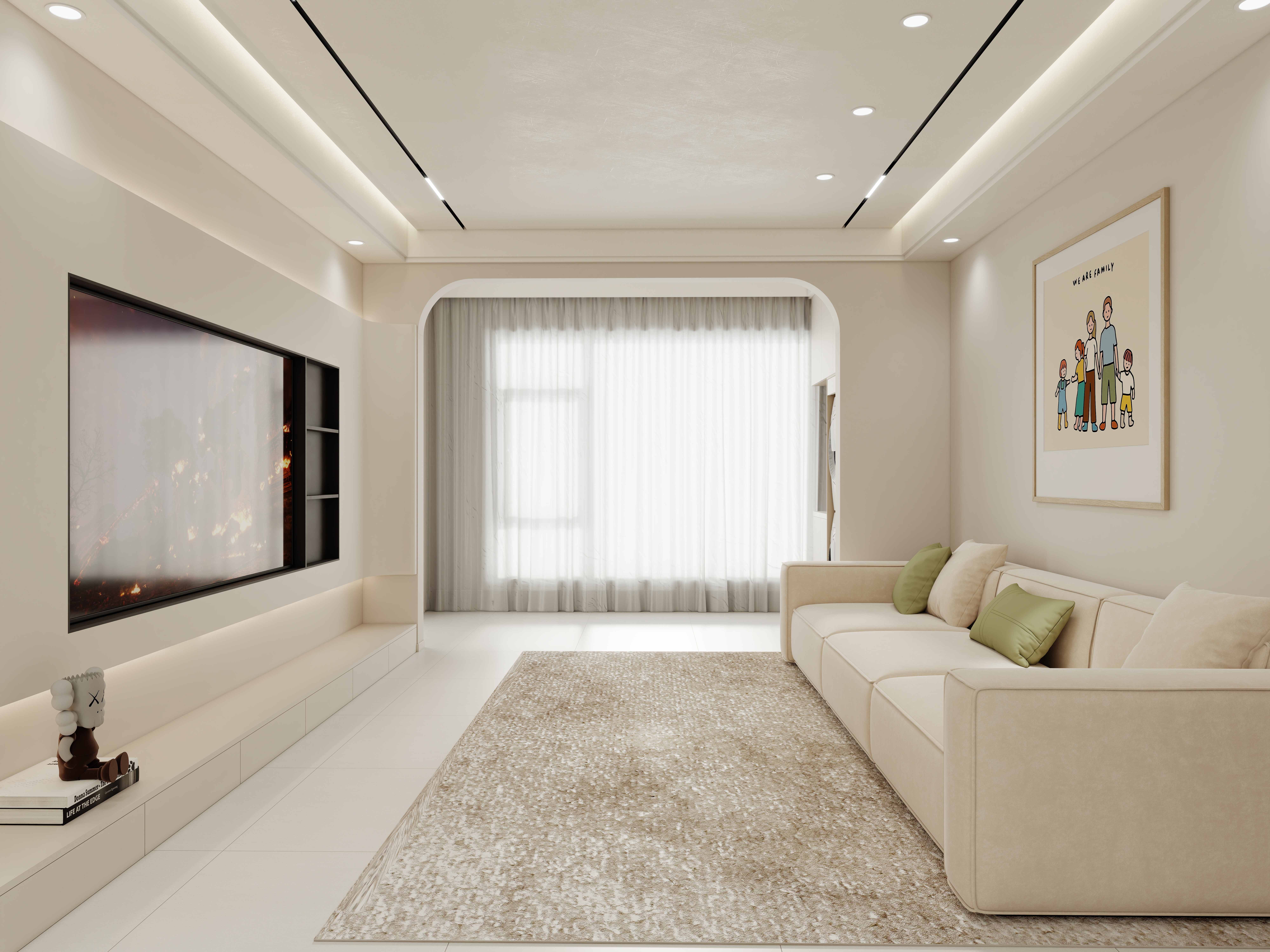 壹诺设计工作室-112㎡3室-奶油风装修效果图