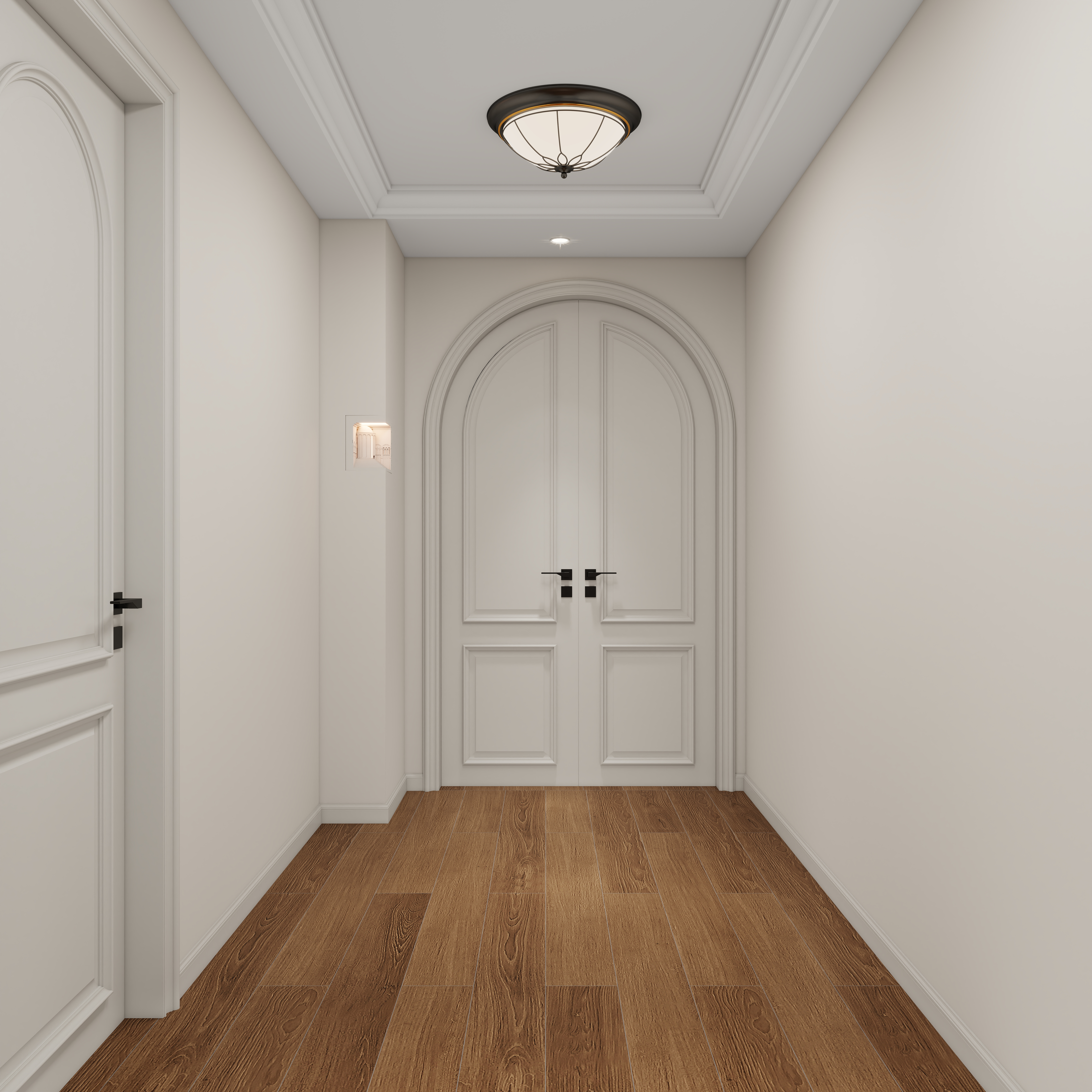 张岩-鹿鸣湾复式楼美式田园二层二楼走廊装修效果图第1张