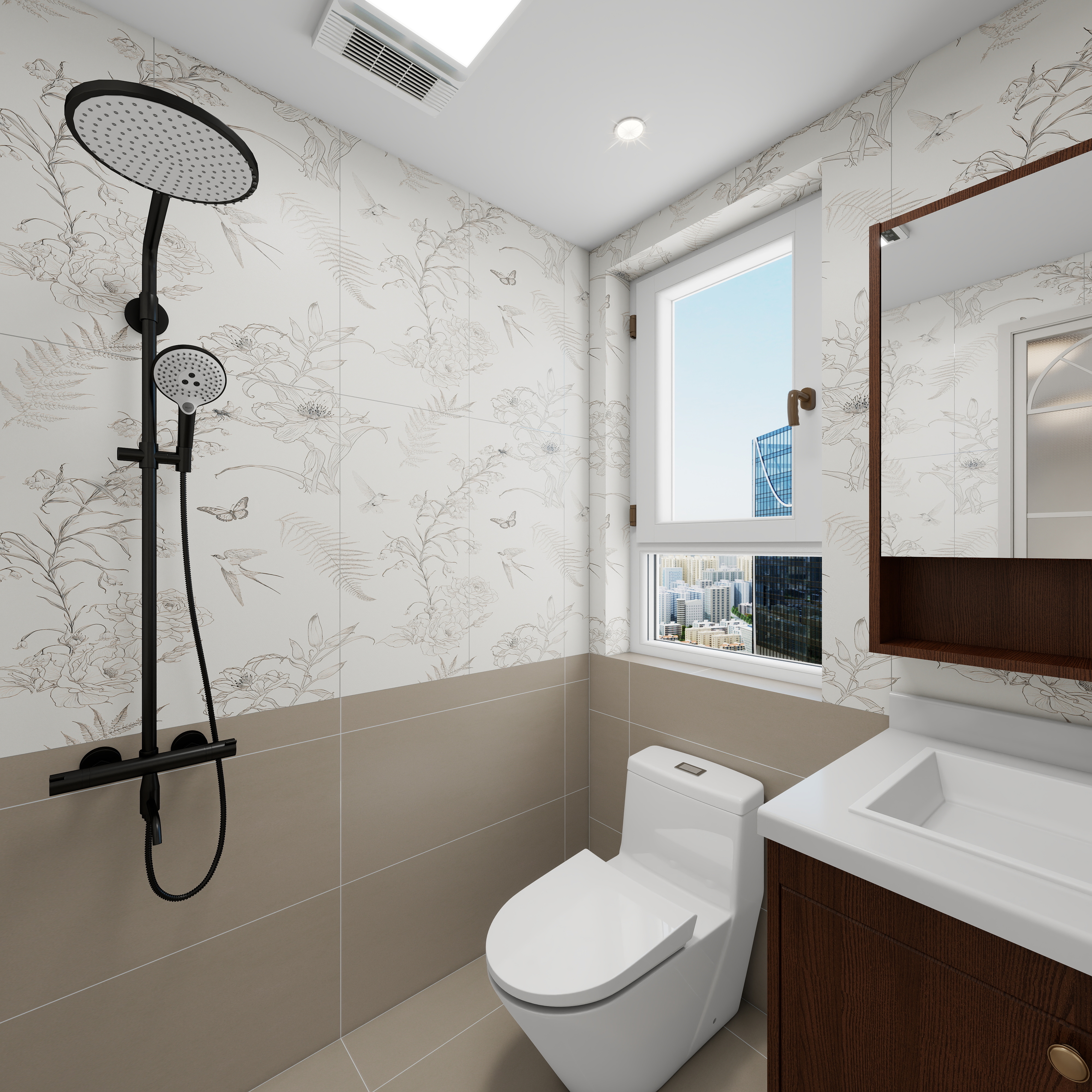 张岩-鹿鸣湾复式楼美式田园二层二楼客卫装修效果图第3张