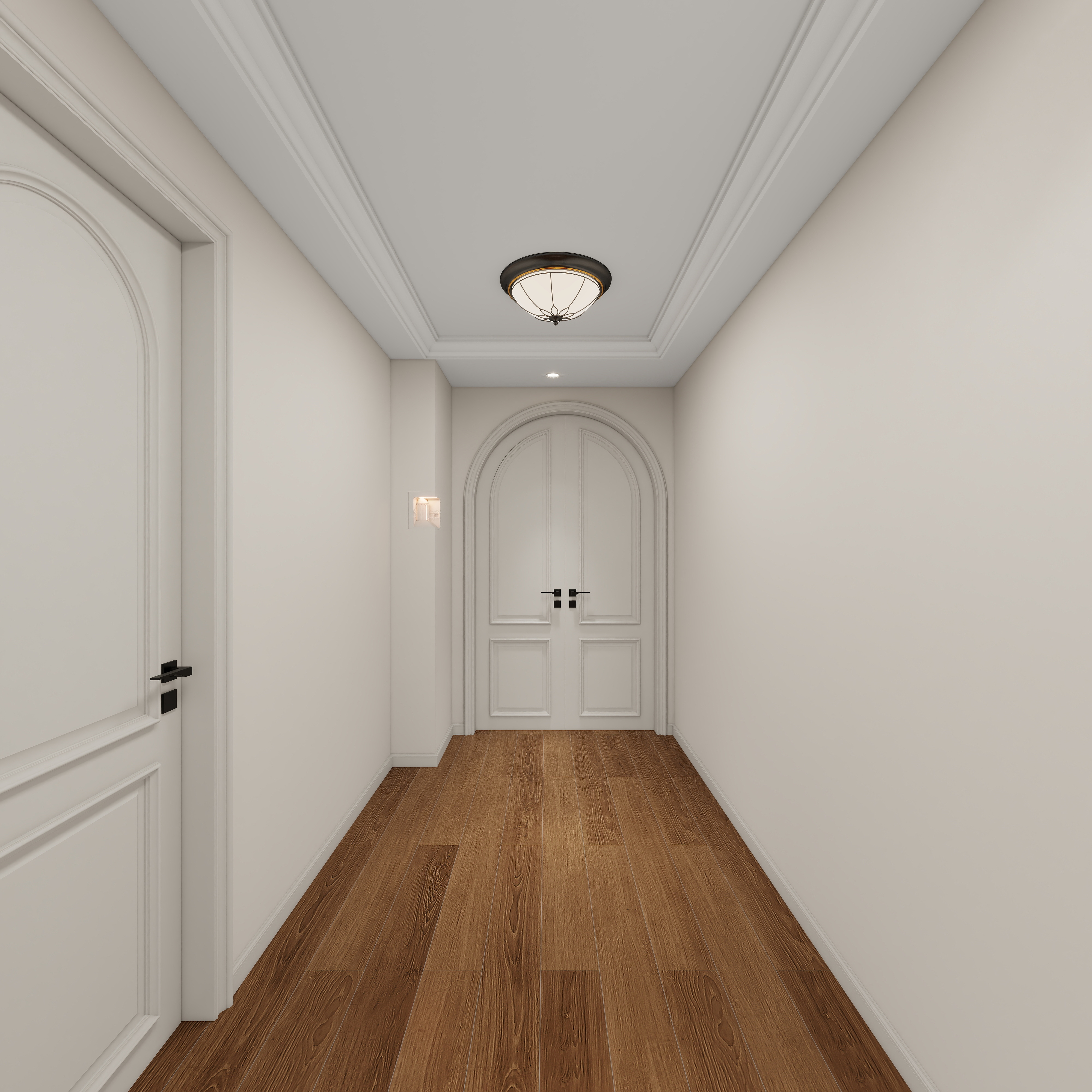 张岩-鹿鸣湾复式楼美式田园二层二楼走廊装修效果图第4张