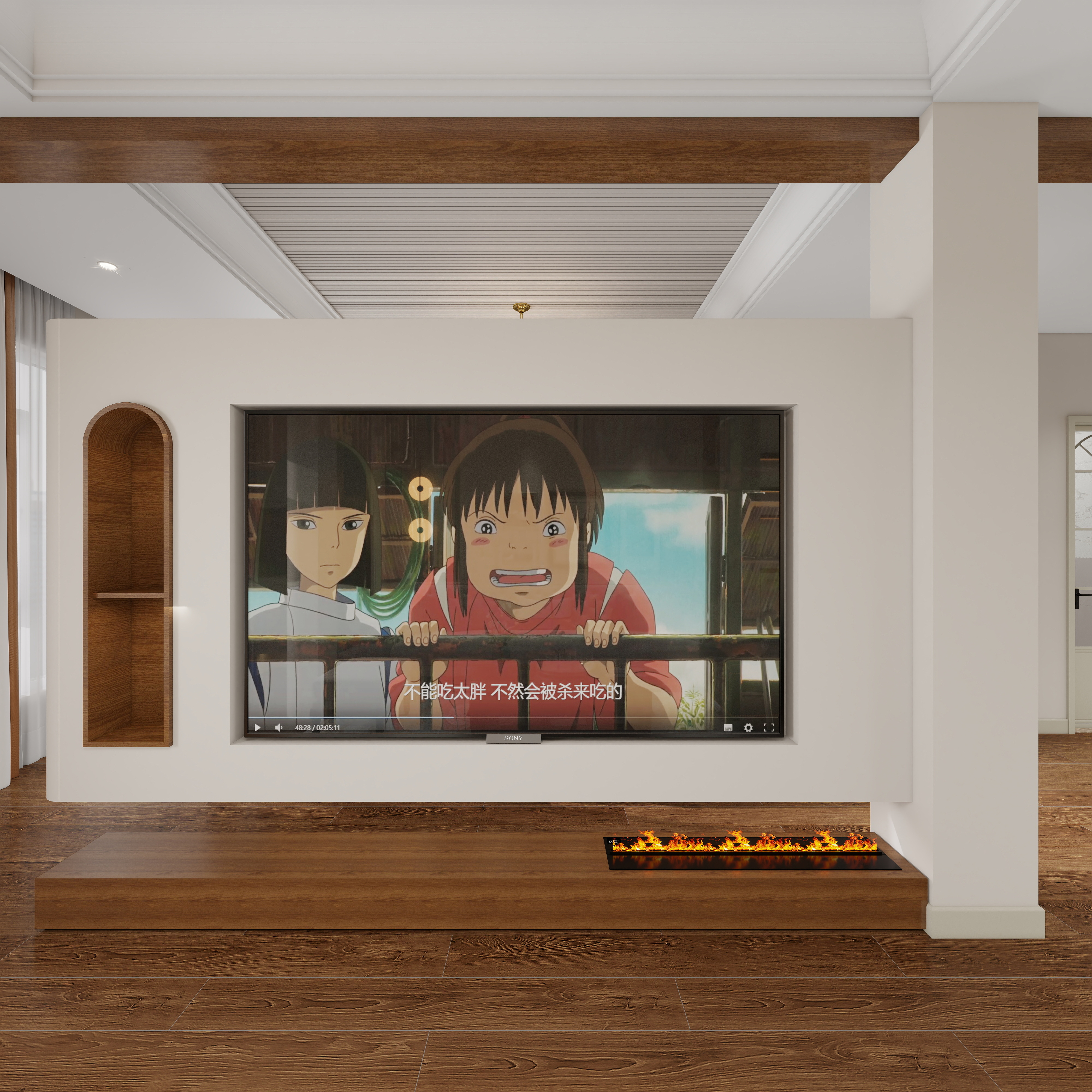 张岩-鹿鸣湾复式楼美式田园一层客厅装修效果图第3张