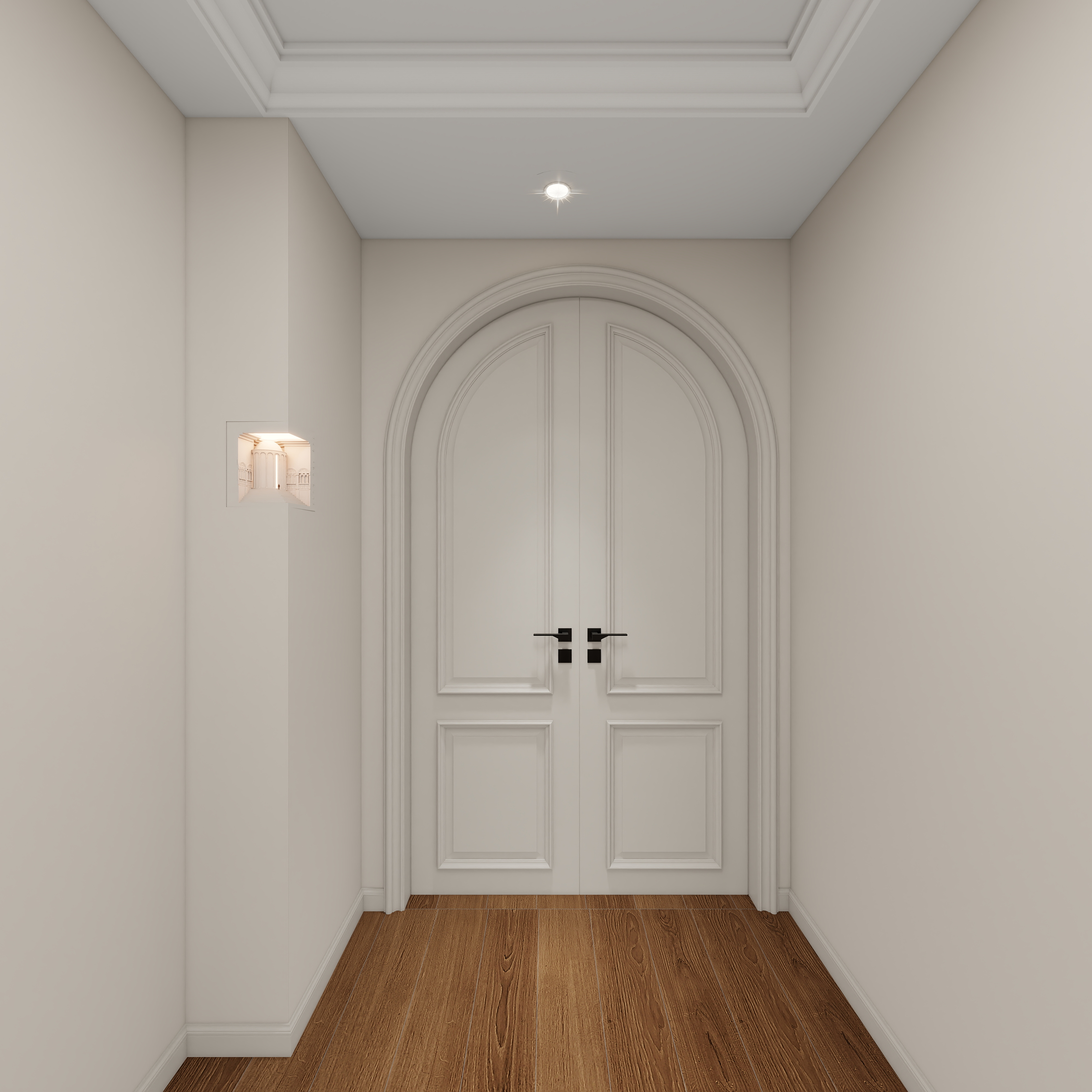 张岩-鹿鸣湾复式楼美式田园二层二楼走廊装修效果图第3张