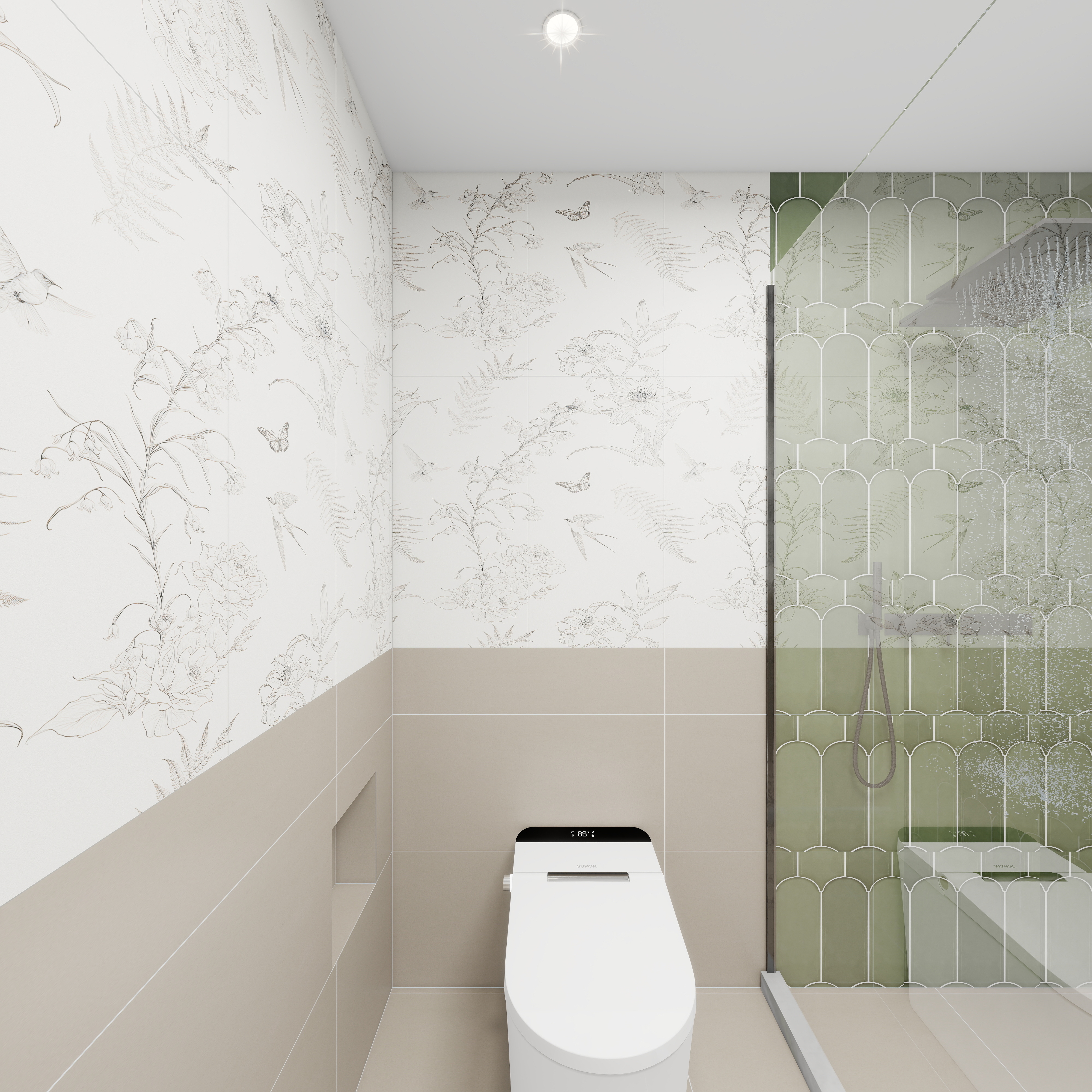 张岩-鹿鸣湾复式楼美式田园二层主卫装修效果图第3张