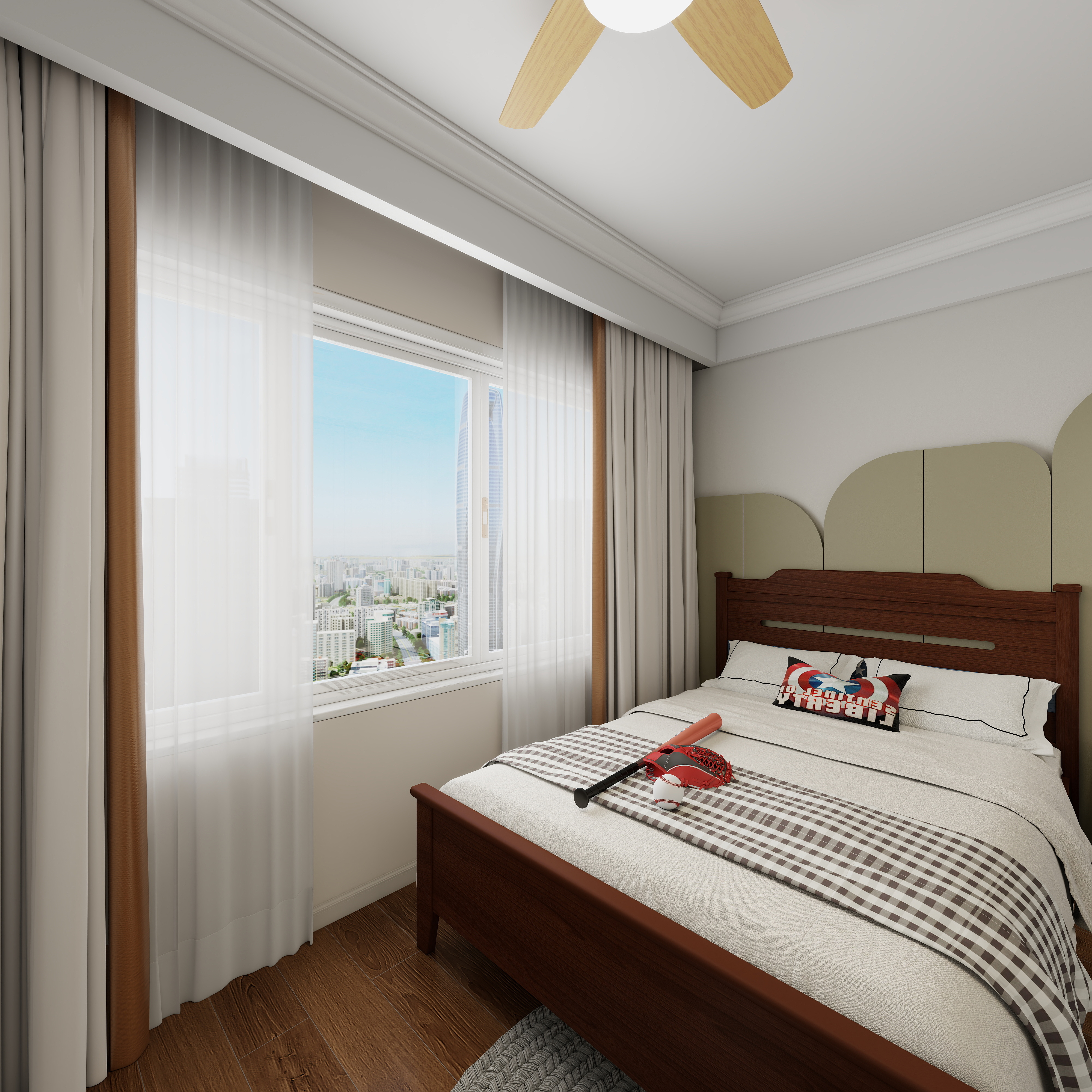 张岩-鹿鸣湾复式楼美式田园二层儿童房2装修效果图第4张