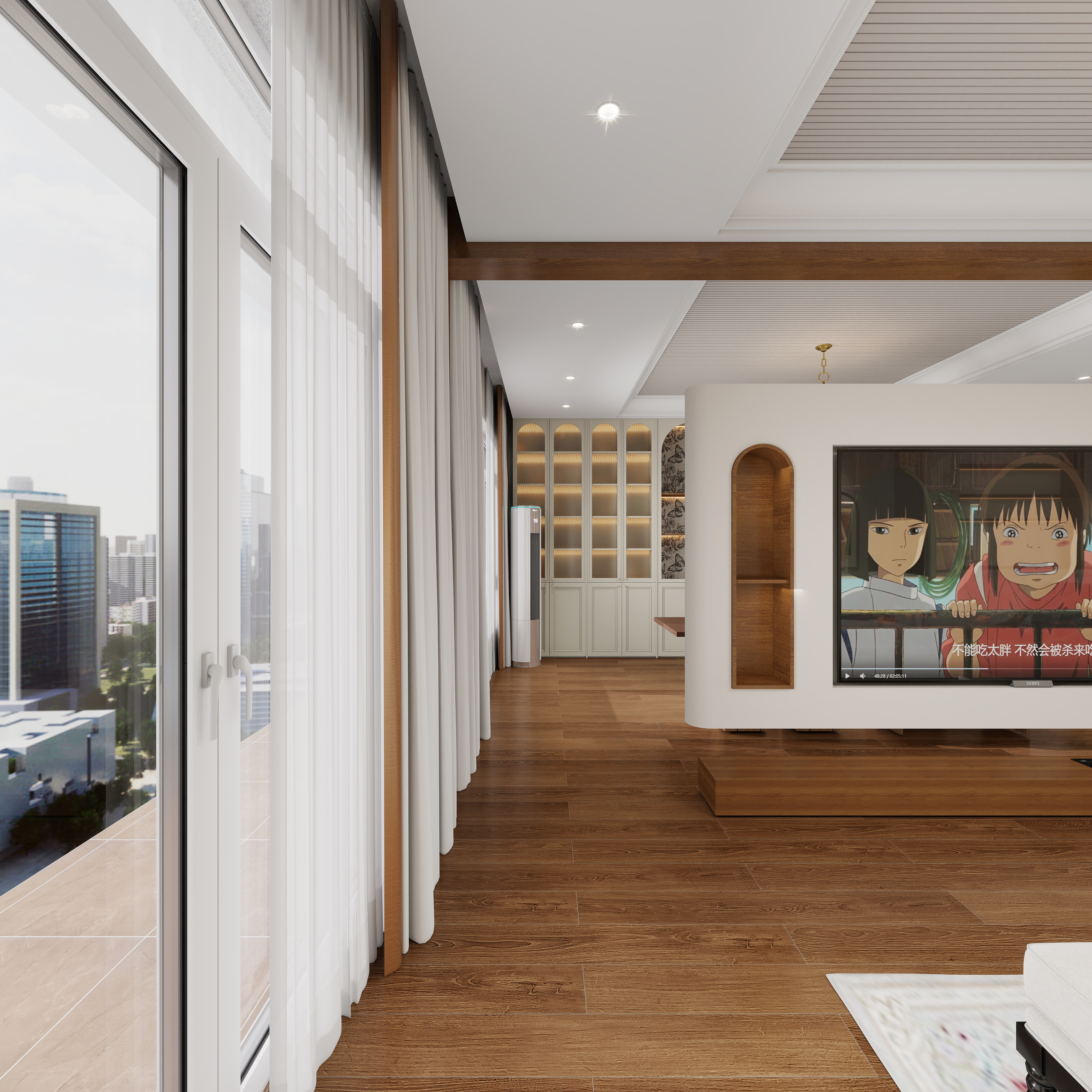 张岩-鹿鸣湾复式楼美式田园一层客厅装修效果图第4张