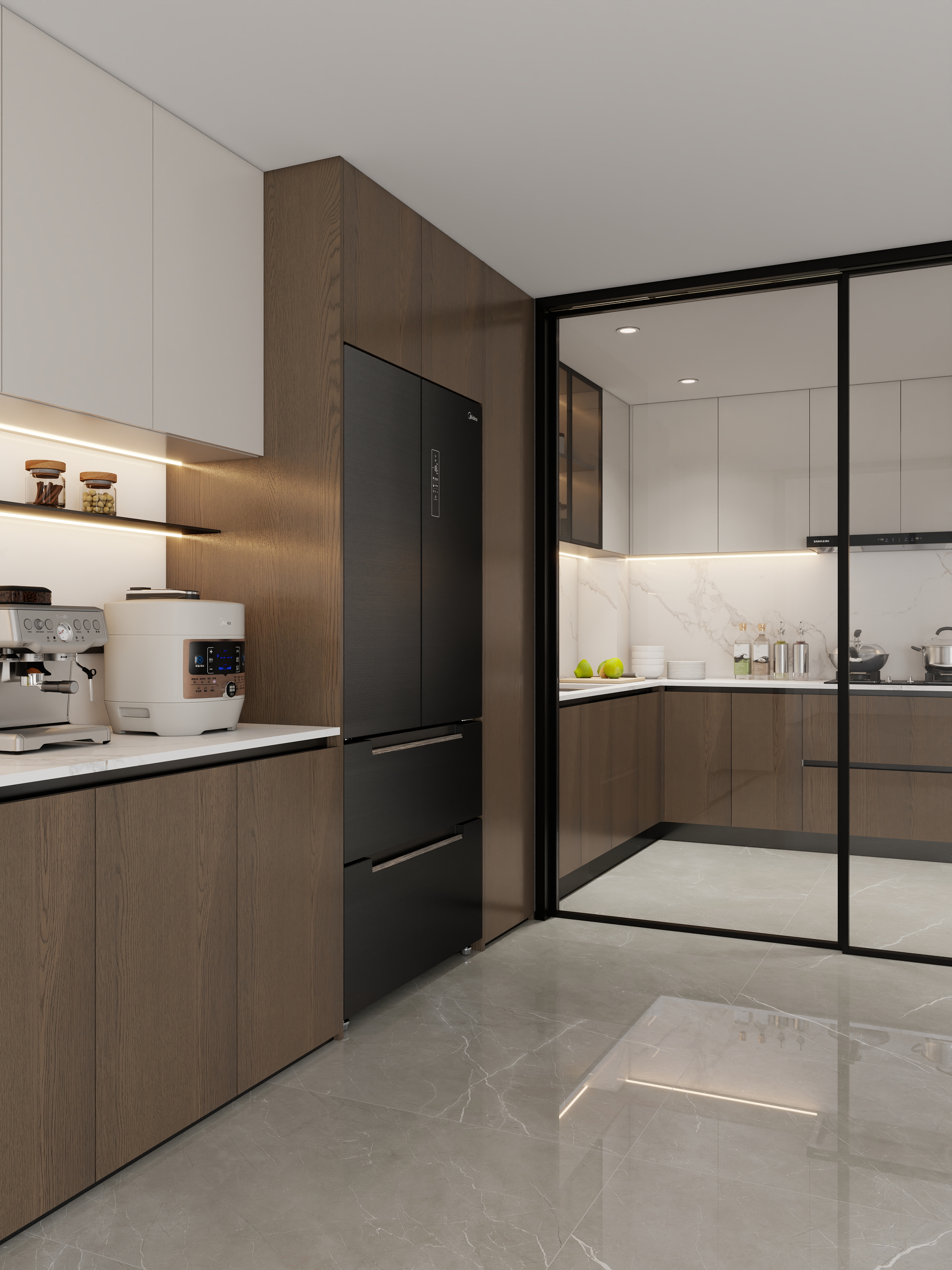 孙有权-『2025-5』20平丨意式别墅中厨西厨装修效果图