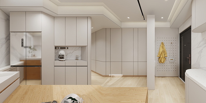 紫雪花恩-奶油原木地板风-装修设计方案