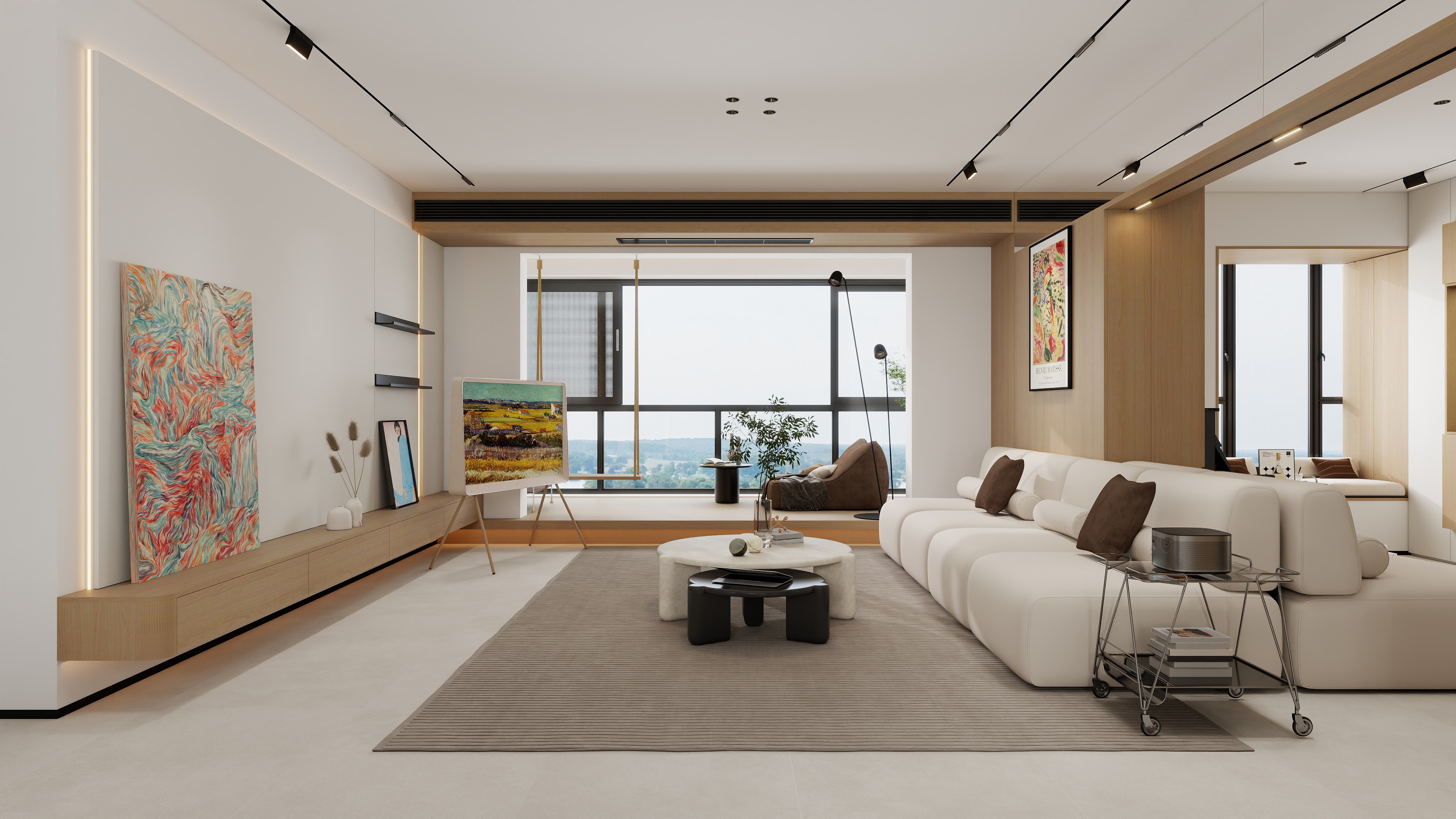 张煜强煜境设计-164平米原木极简大平层装修效果图