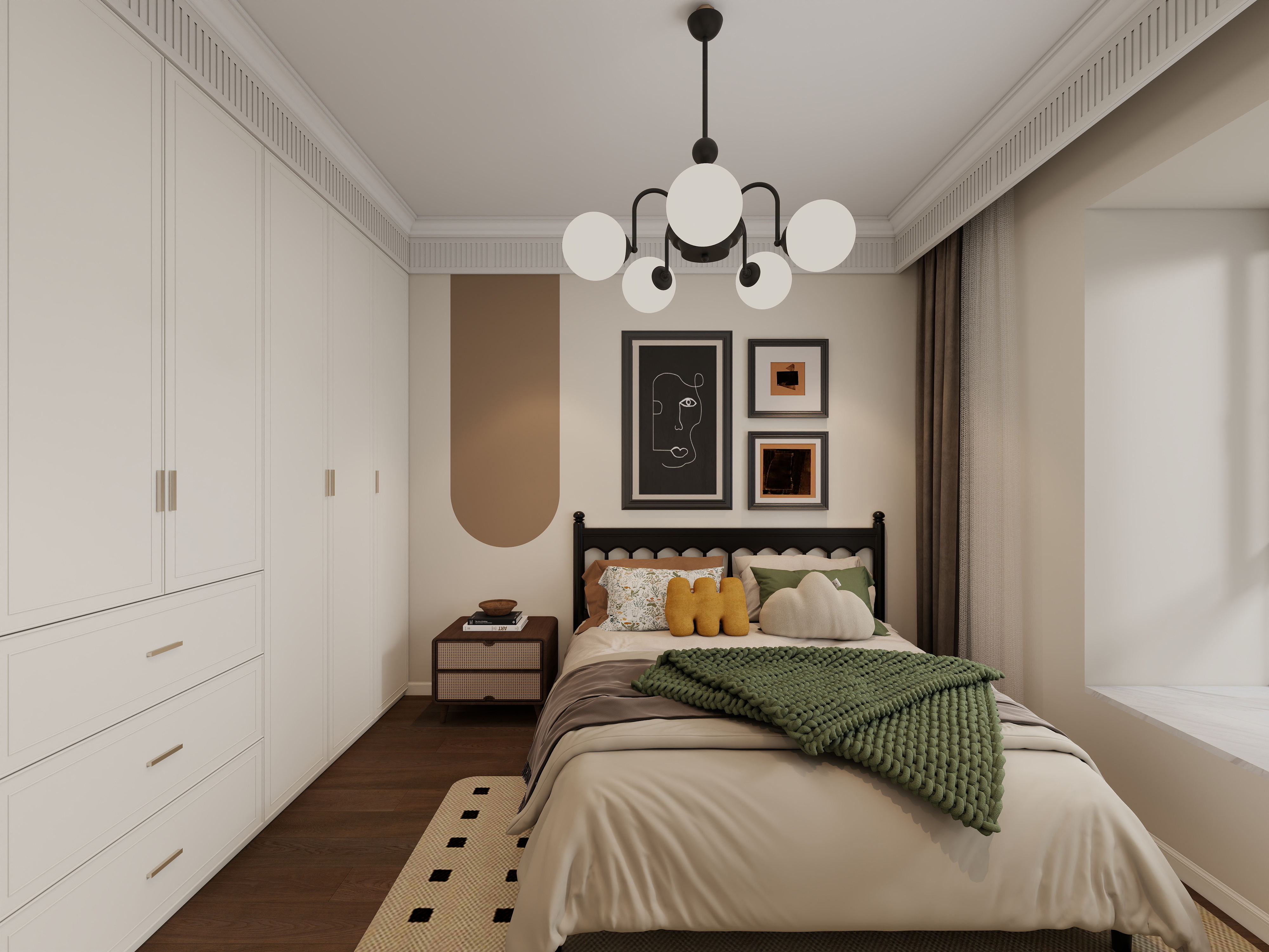 胖头鱼设计-普雅花园法式复古150㎡三室装修效果图