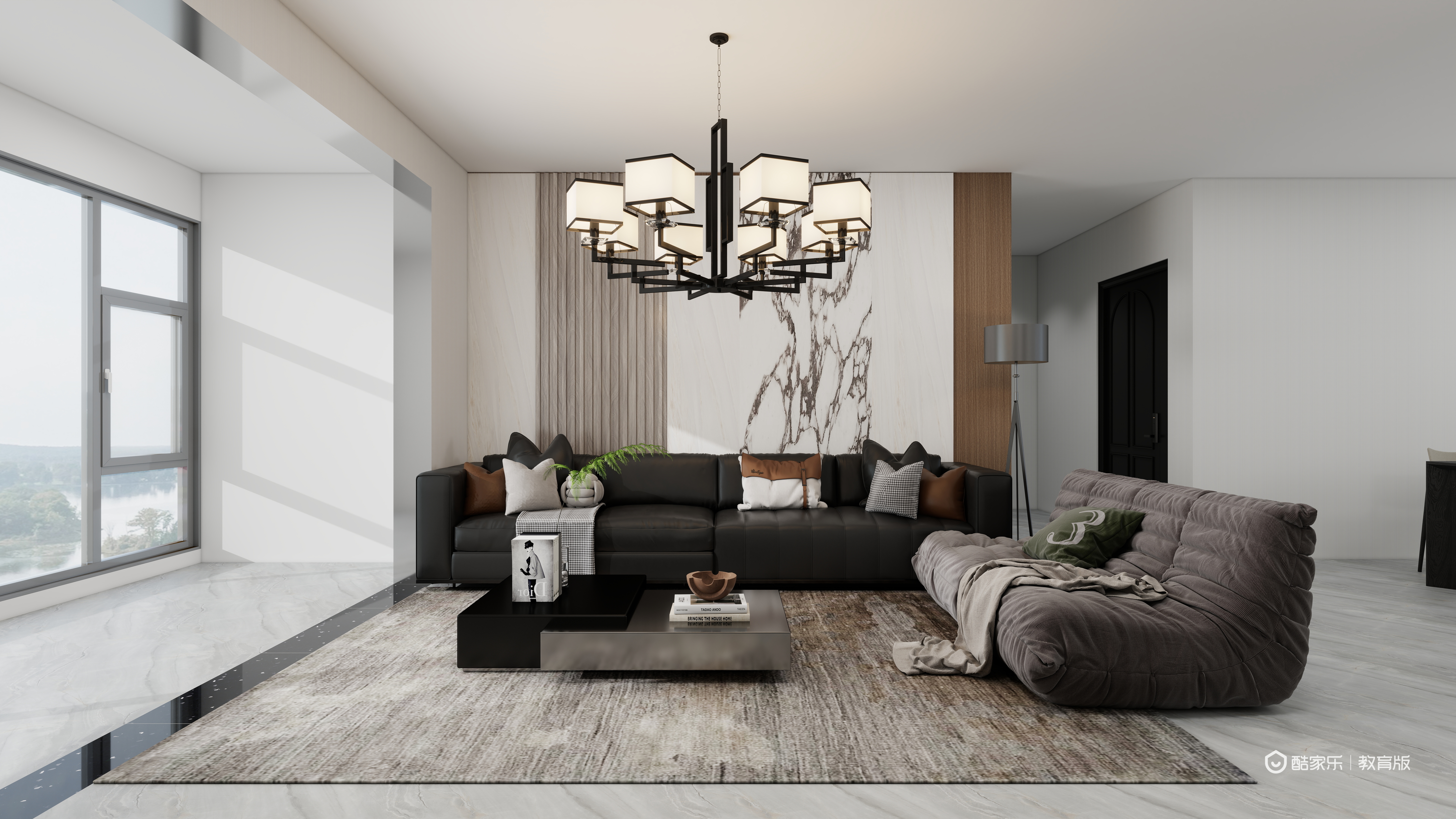 历歌-平顶山工业职业技术学院  李金香2一层客餐厅装修效果图第3张