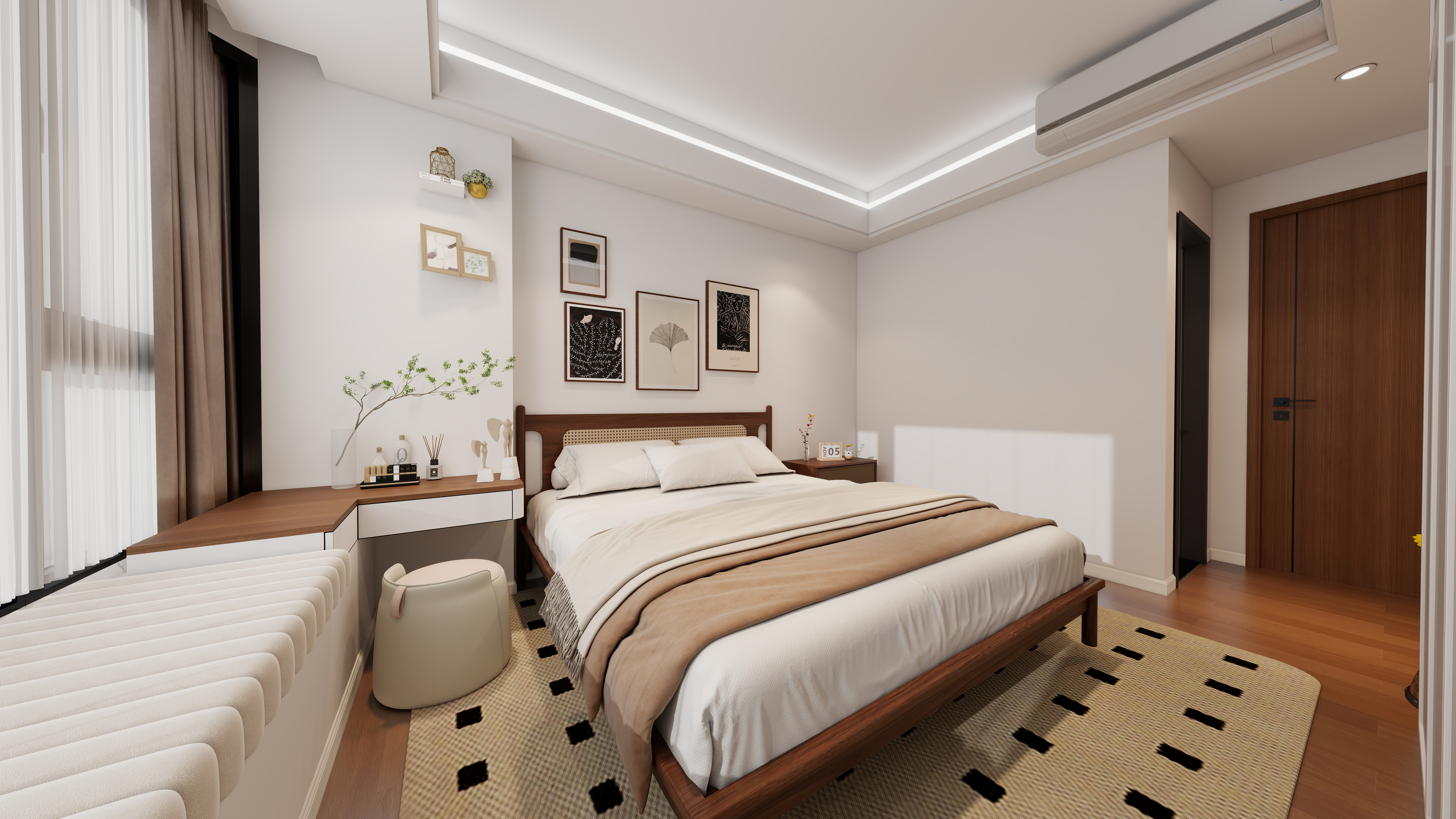 阿桂..咨询详看下信息-海璟云翡 (现代中古风格）一层主卧装修效果图第2张