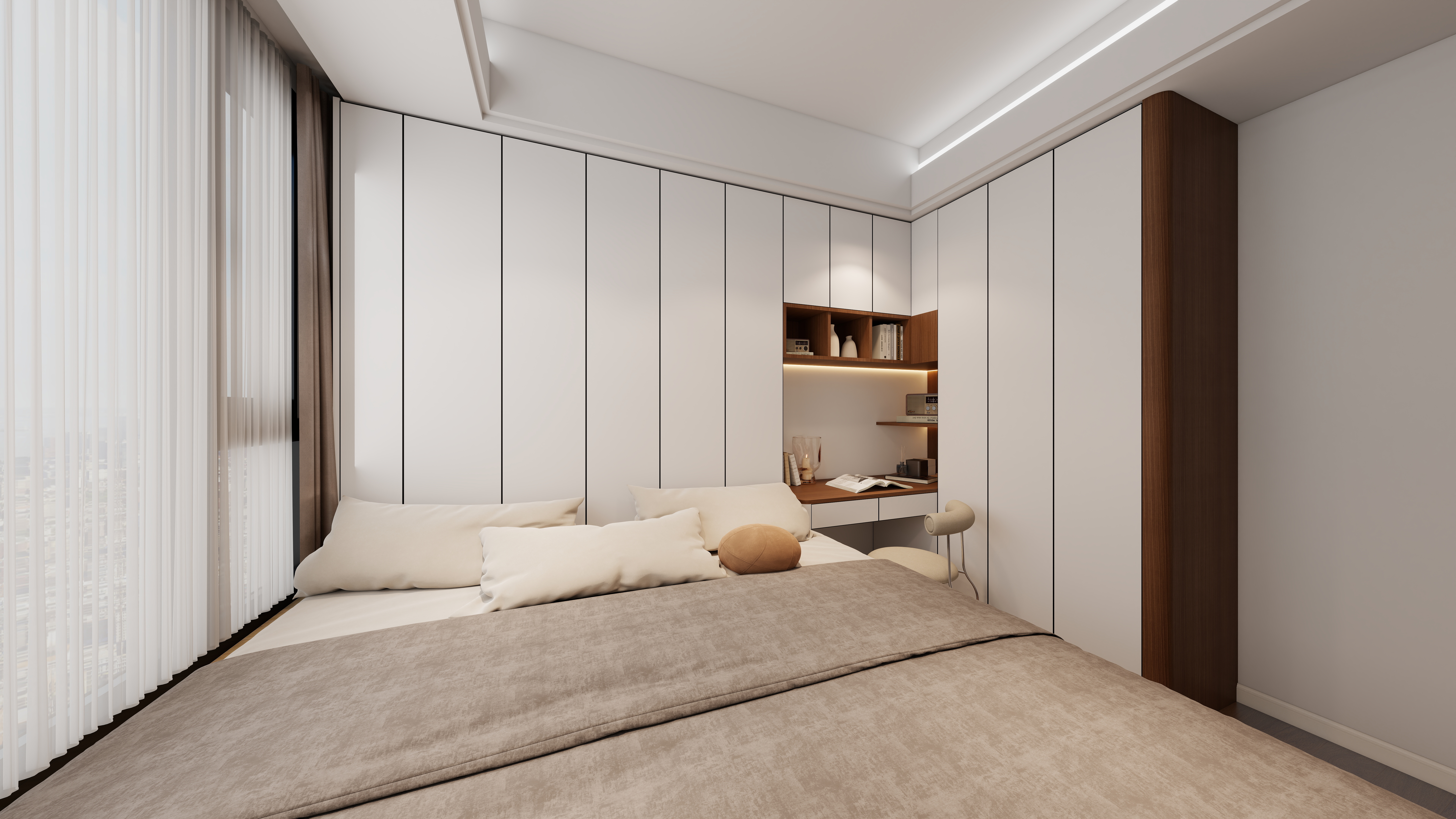 阿桂..咨询详看下信息-海璟云翡 (现代中古风格）一层次卧1装修效果图第4张