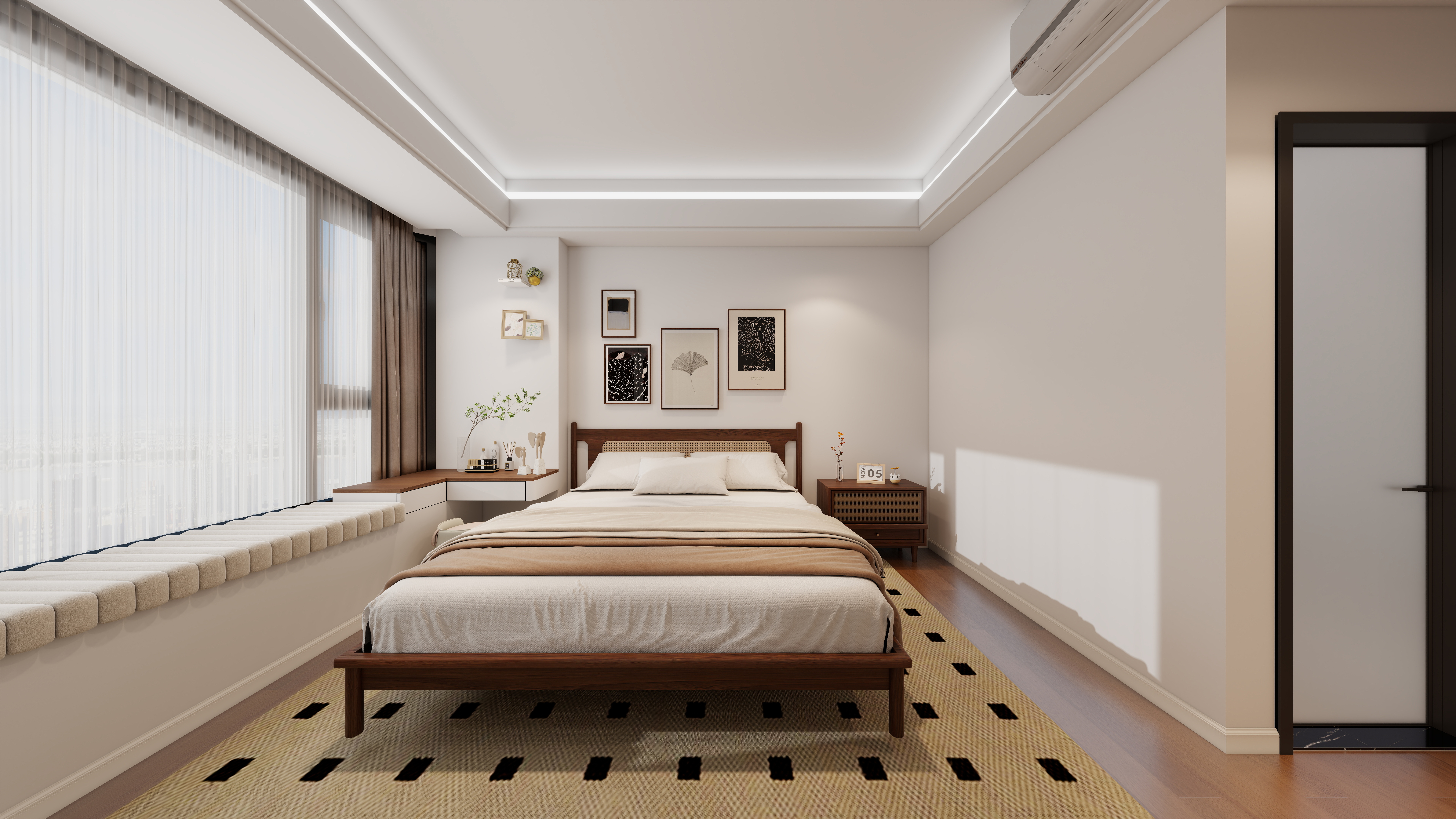 阿桂..咨询详看下信息-海璟云翡 (现代中古风格）一层主卧装修效果图第1张