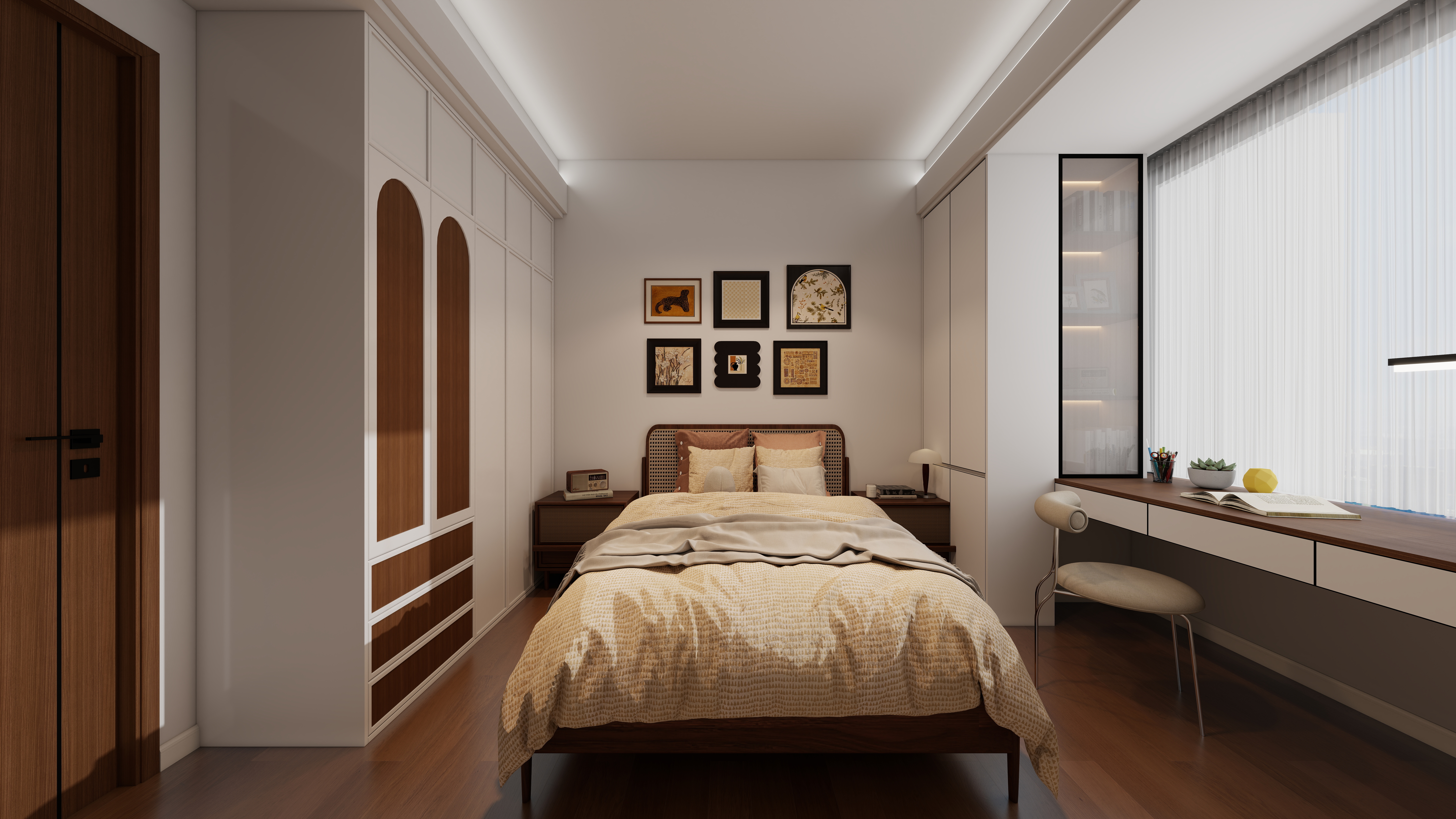 阿桂..咨询详看下信息-海璟云翡 (现代中古风格）一层次卧2装修效果图第1张