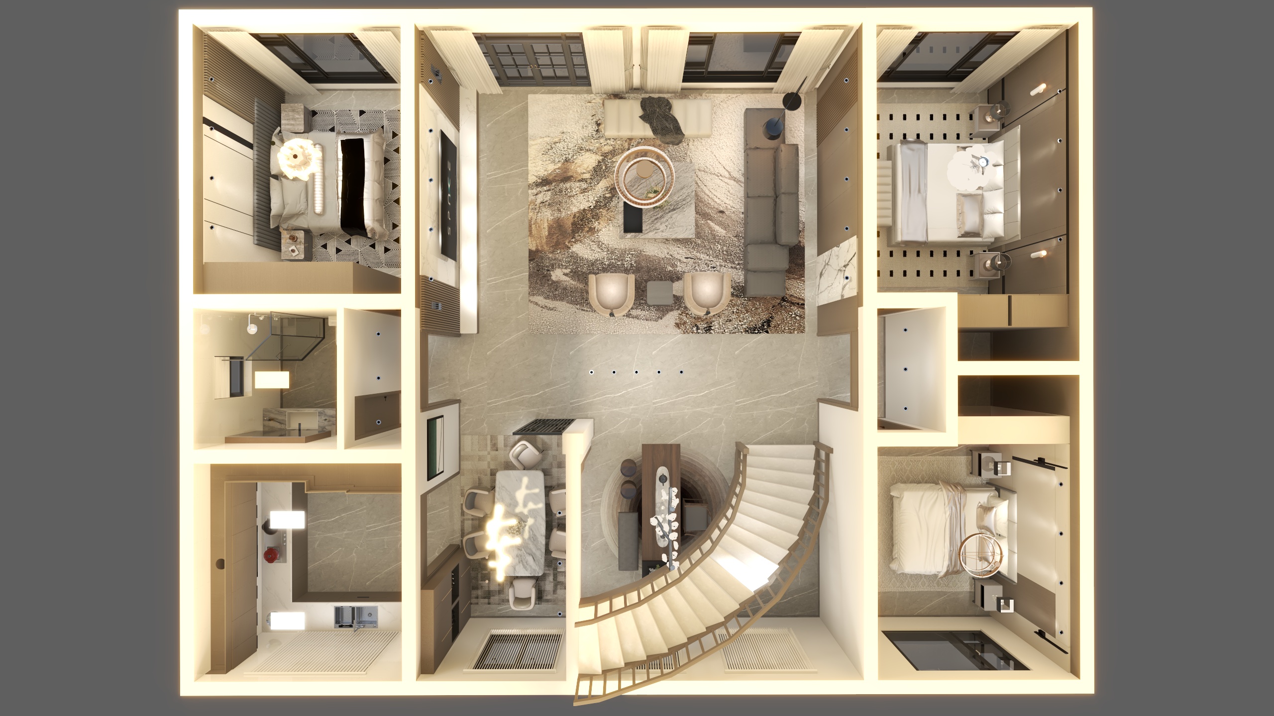 拂星-三里庄2层别墅三改现代-装修设计方案