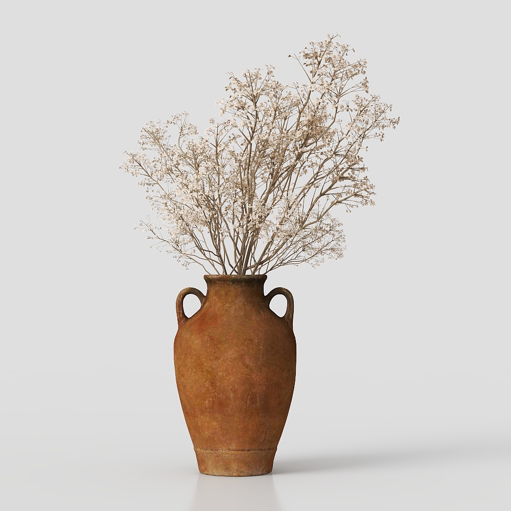 现代奶油风花瓶摆件3D模型