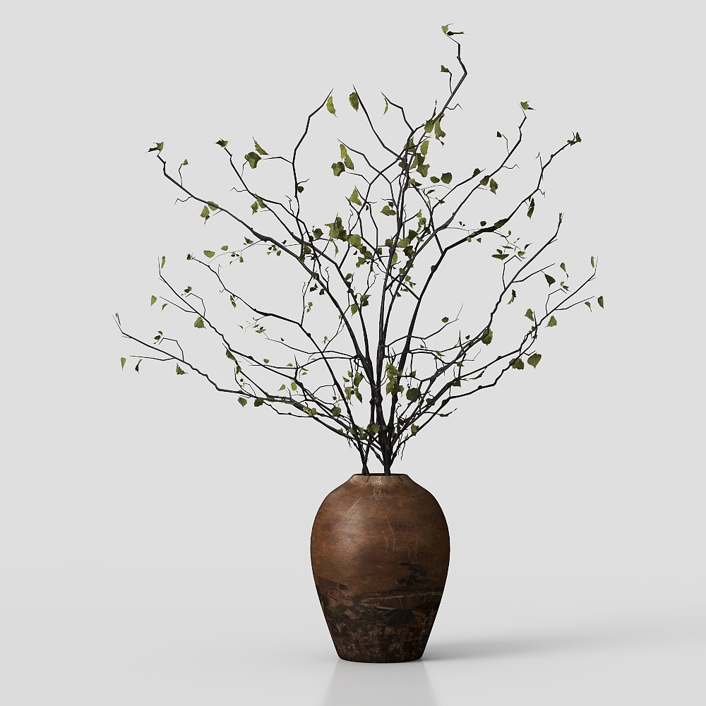 中式花瓶花艺3D模型