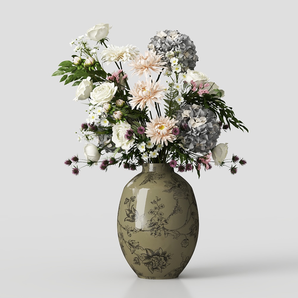 法式复古花瓶花艺3D模型