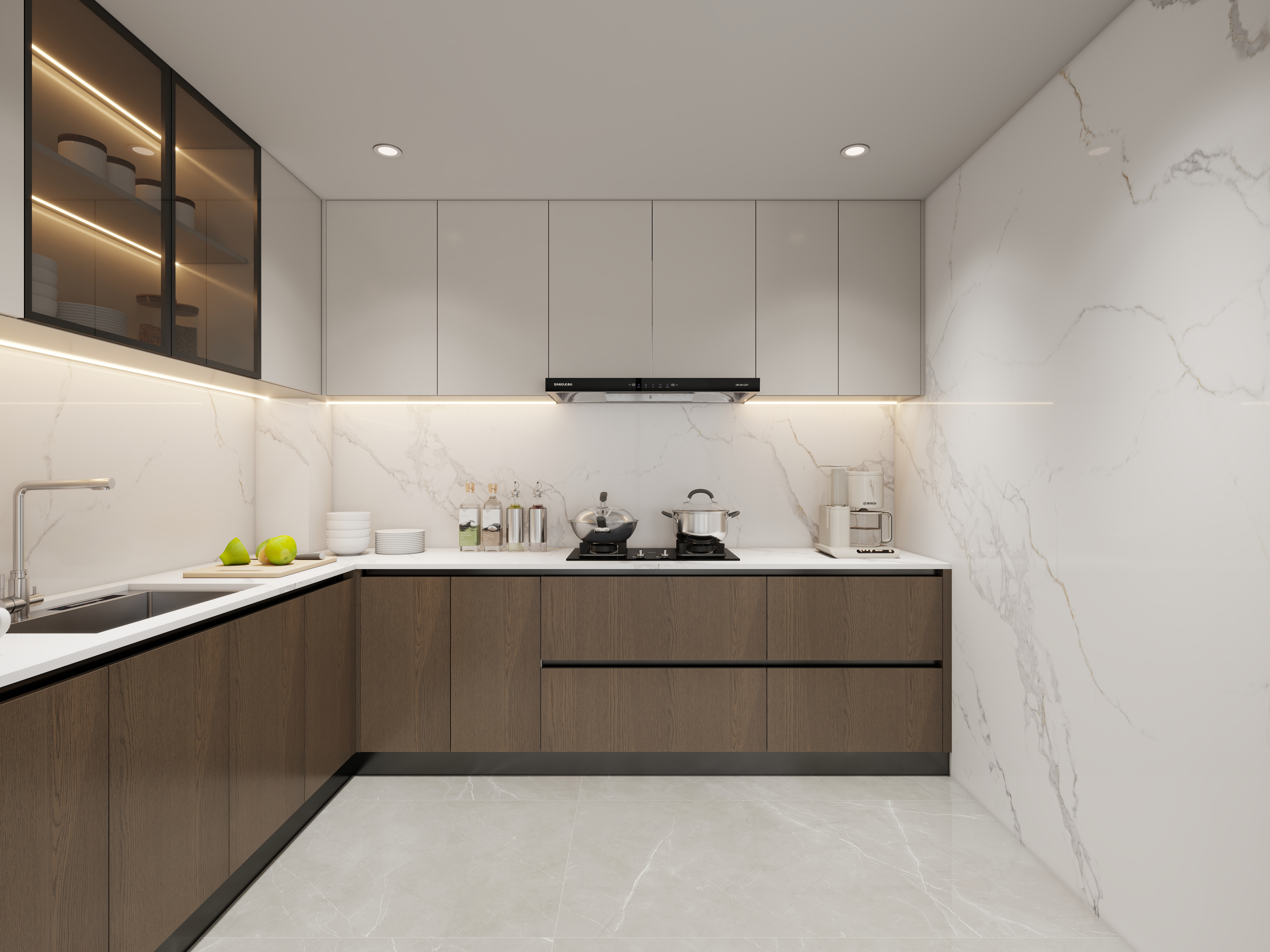 孙有权-『2025-5』20平丨意式别墅中厨西厨一层厨房装修效果图第3张