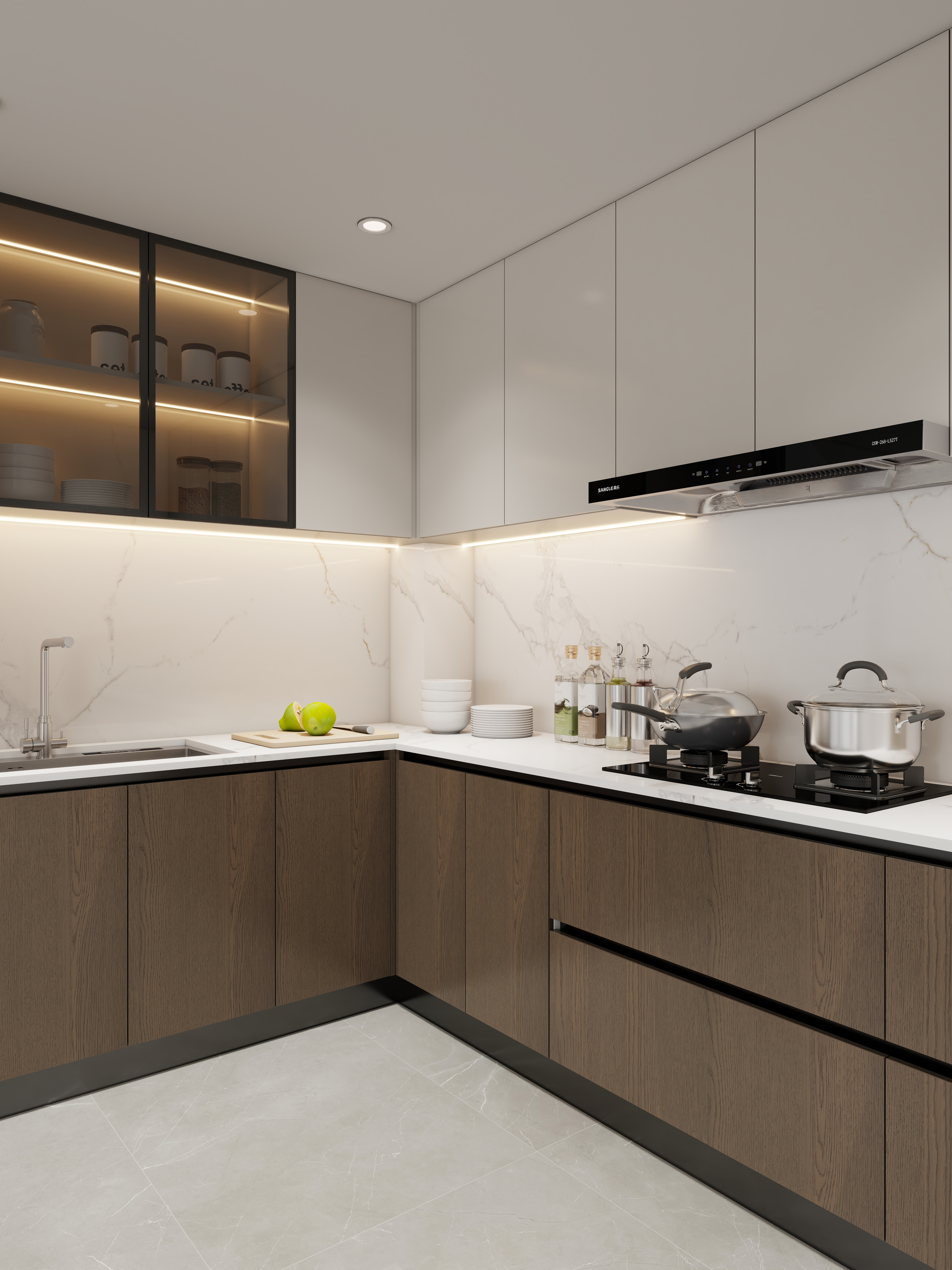 孙有权-『2025-5』20平丨意式别墅中厨西厨一层厨房装修效果图第1张