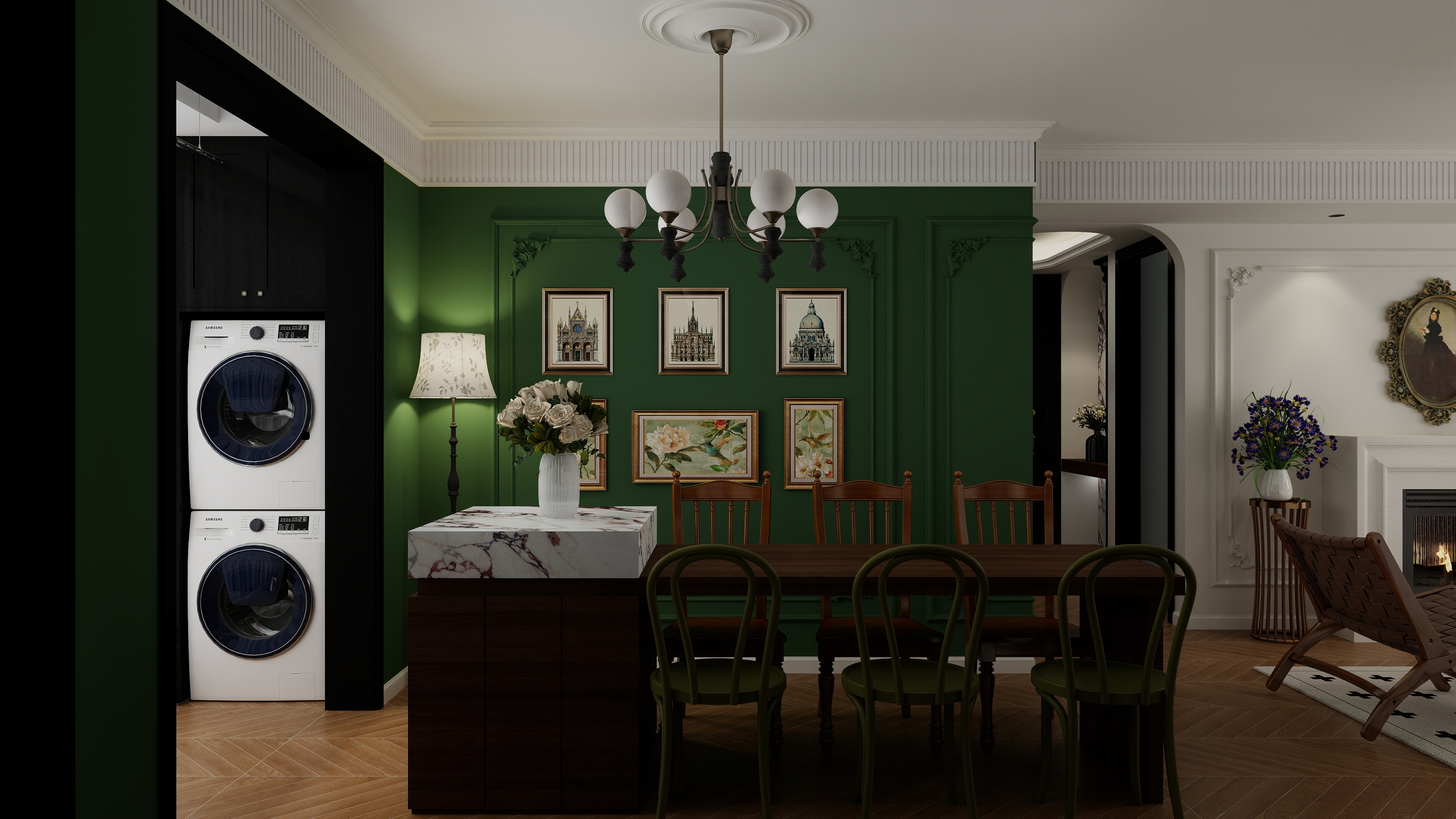 HONG_Y设计-法式中古风-保利天奕四房两卫户型装修效果图