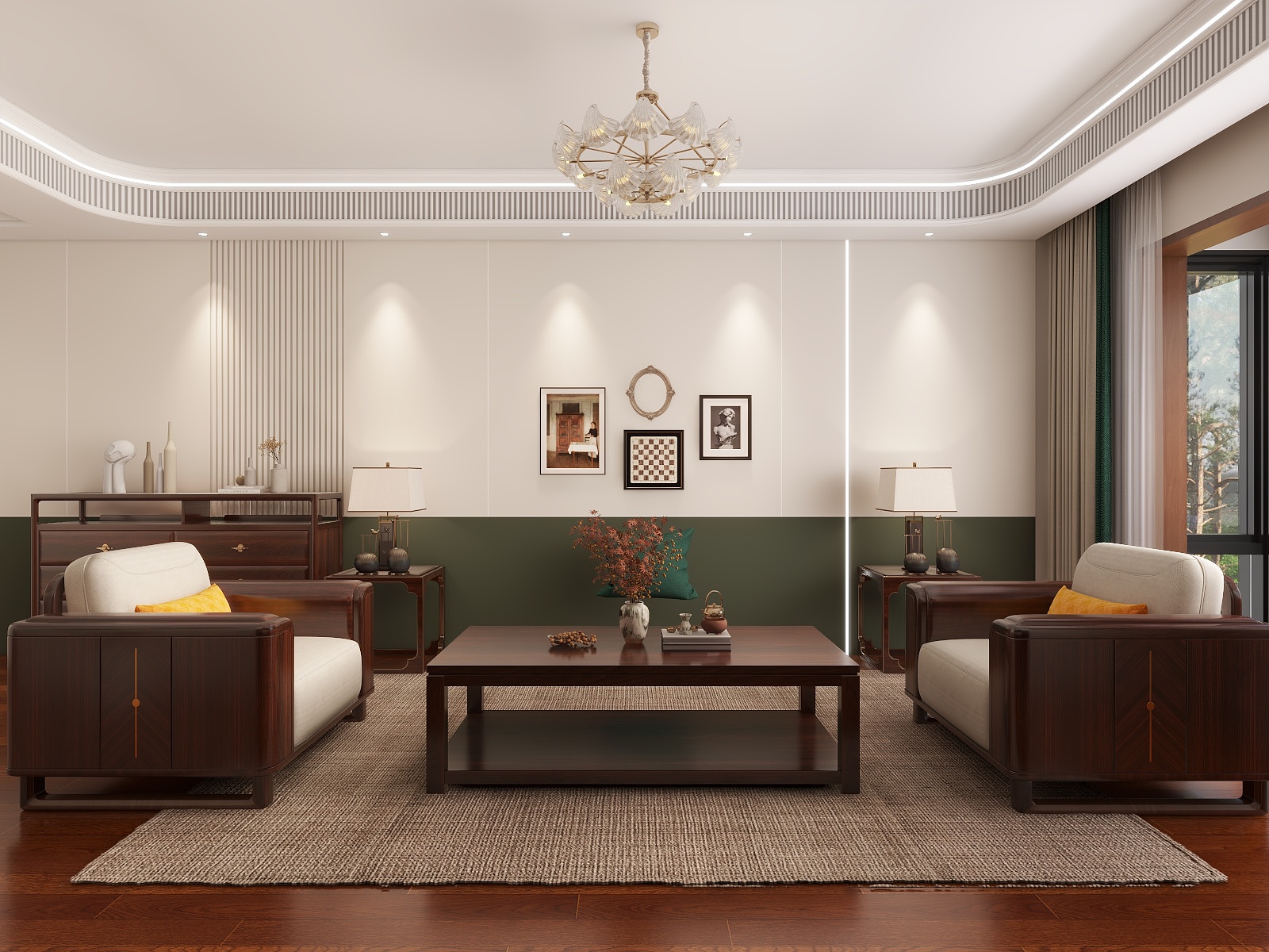 湛智华-新中式133平3房 当代城市家园装修效果图