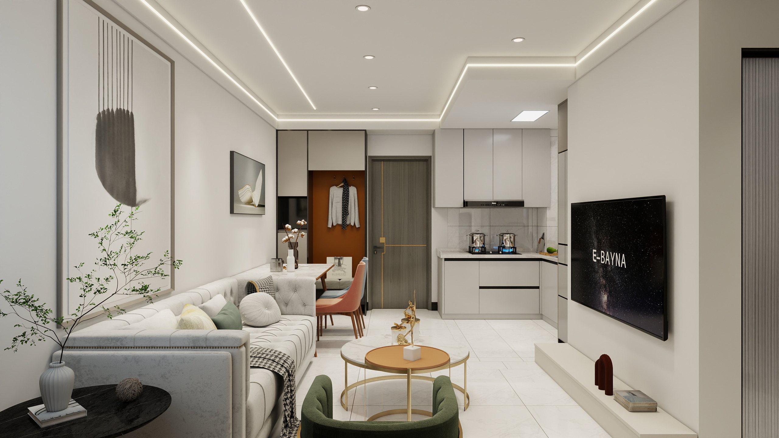 厚道海旭-荣盛·锦绣天地现代简约55㎡2室装修效果图