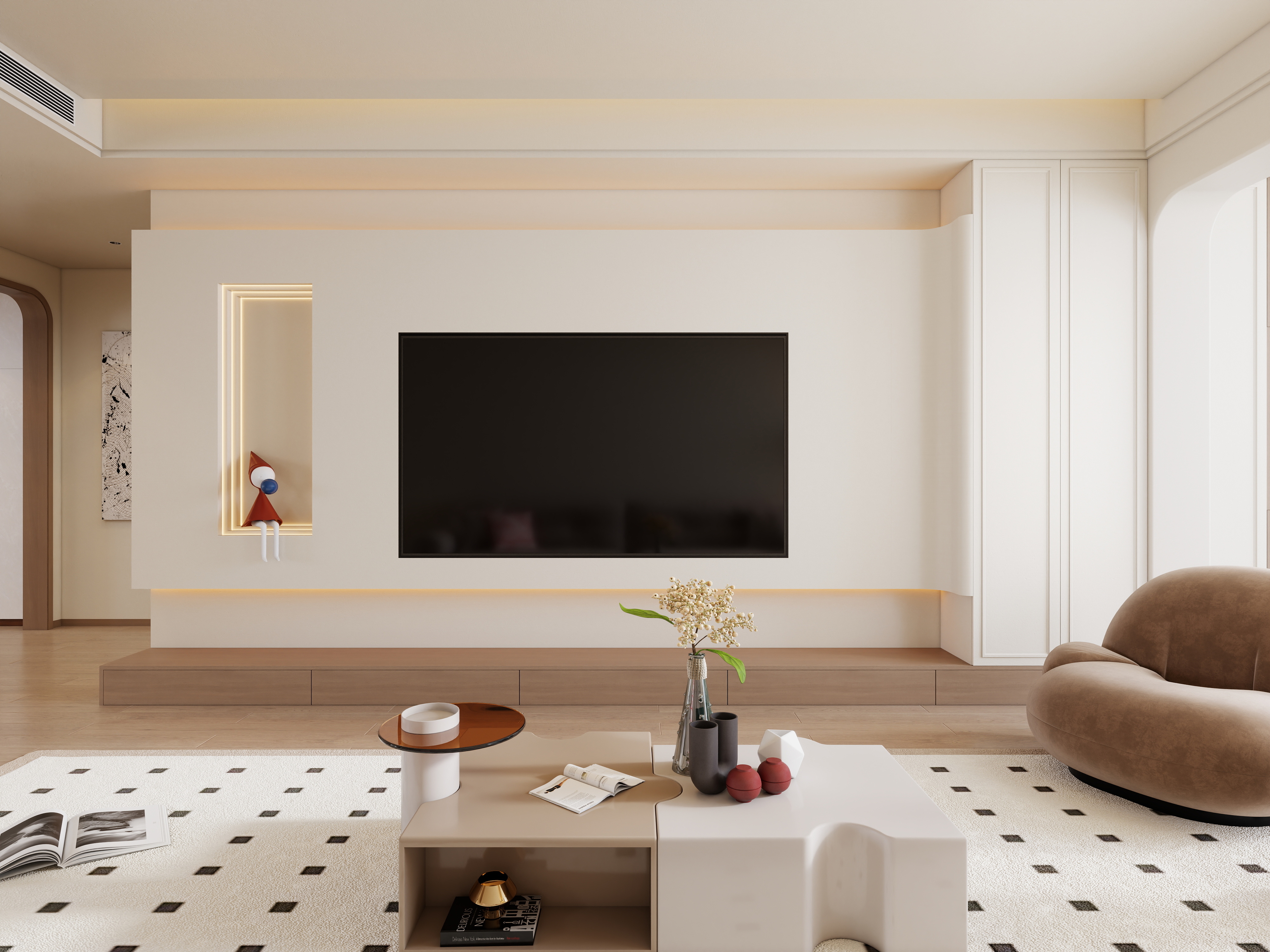 楠乔设计装饰-现代奶油风无主灯分段-装修设计方案