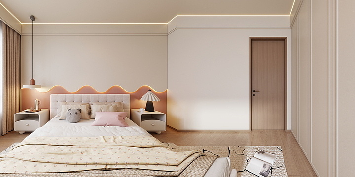 楠乔设计装饰-现代奶油风无主灯分段-装修设计方案