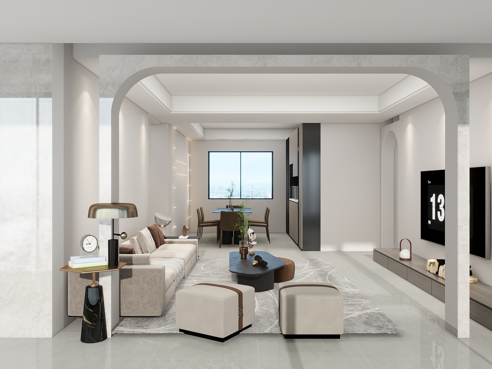 李青越-现代风格93方两居室装修效果图