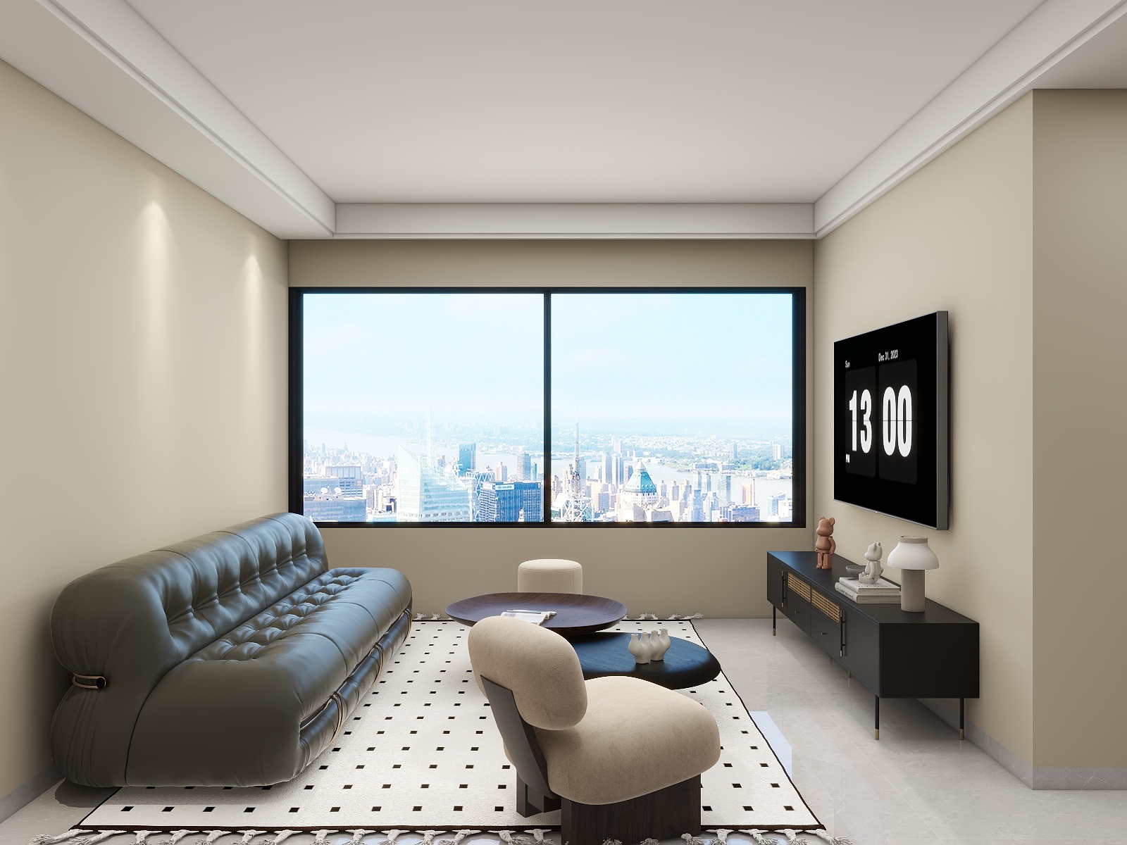 李青越-现代风格72方三居室装修效果图