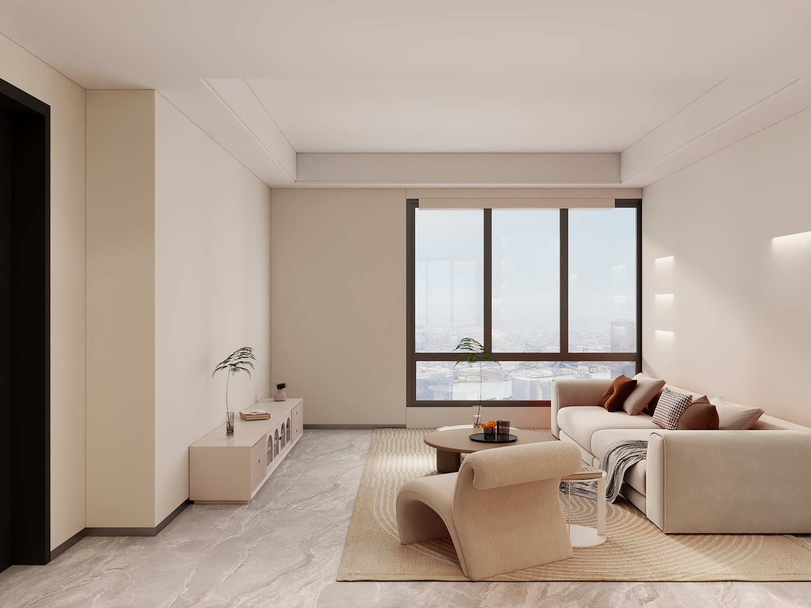 李青越-奶油风格73方两居室装修效果图