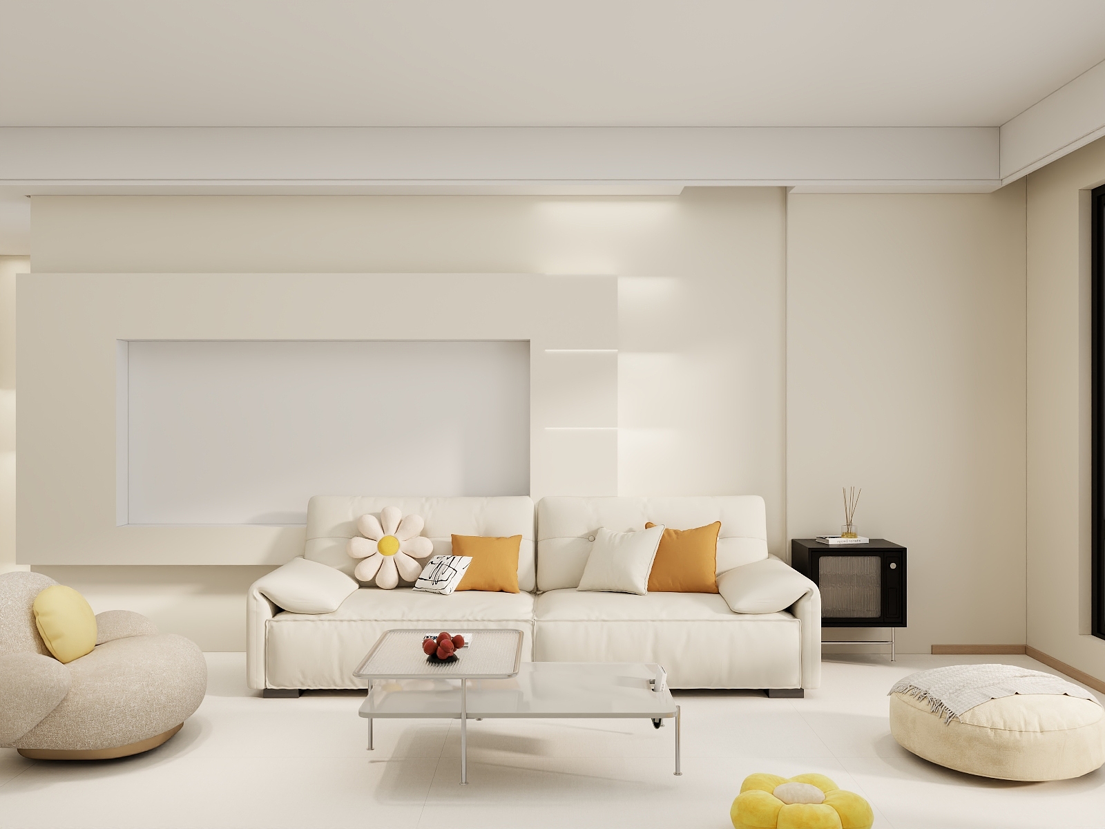 李青越-奶油风格71方两居室装修效果图