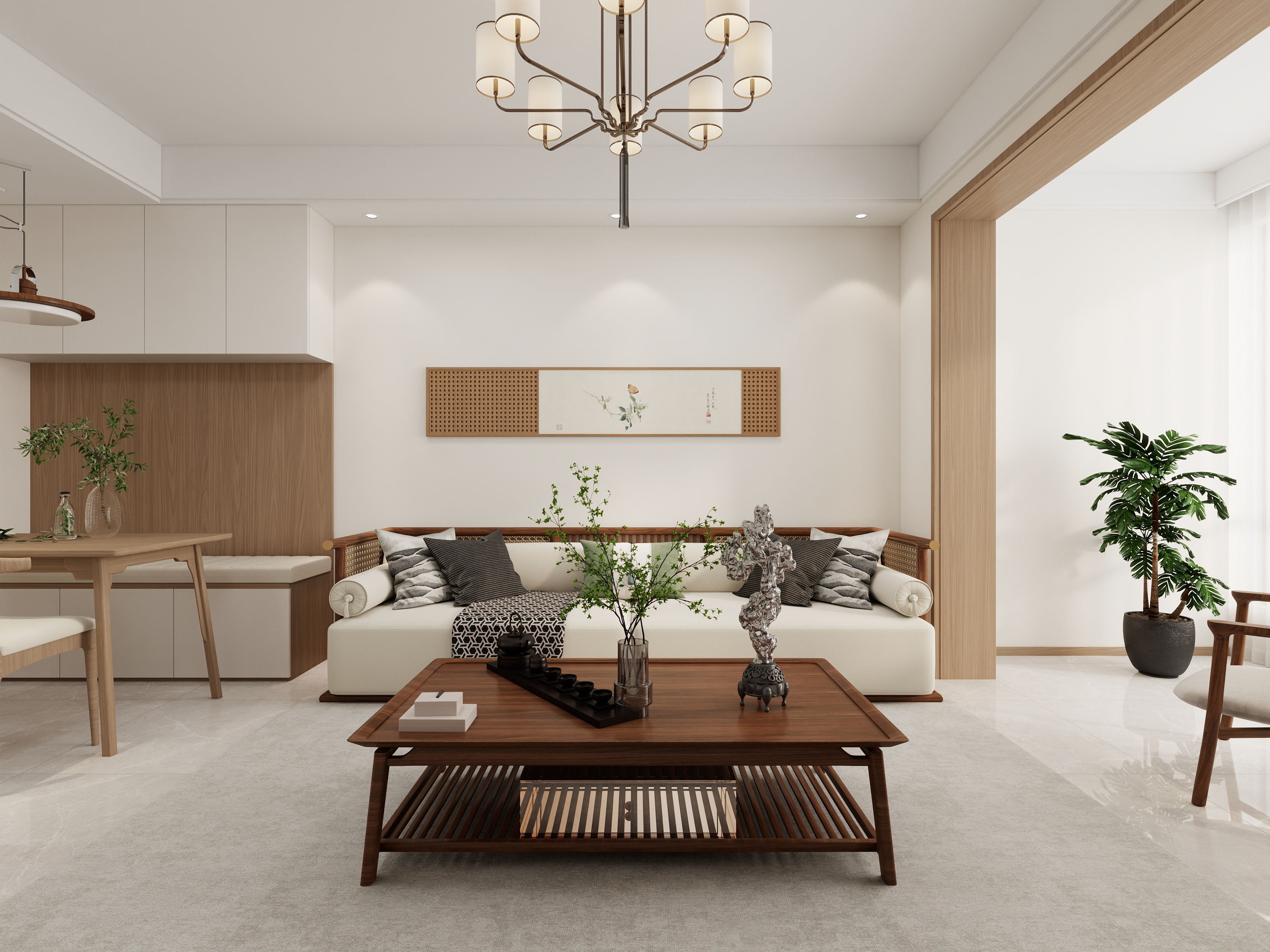 李青越-90平方新中式三居室装修效果图