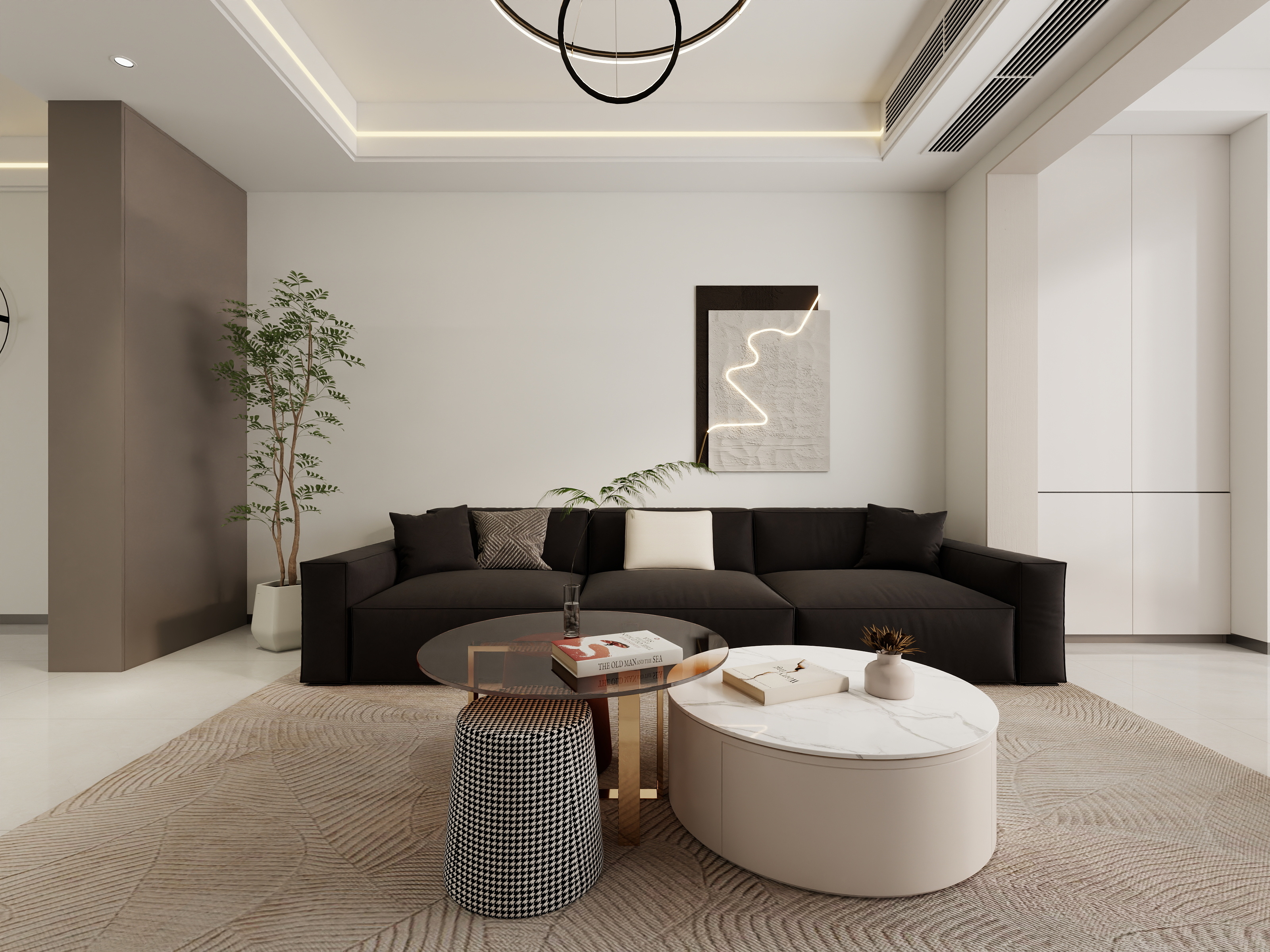 李青越-100平方现代三居室装修效果图