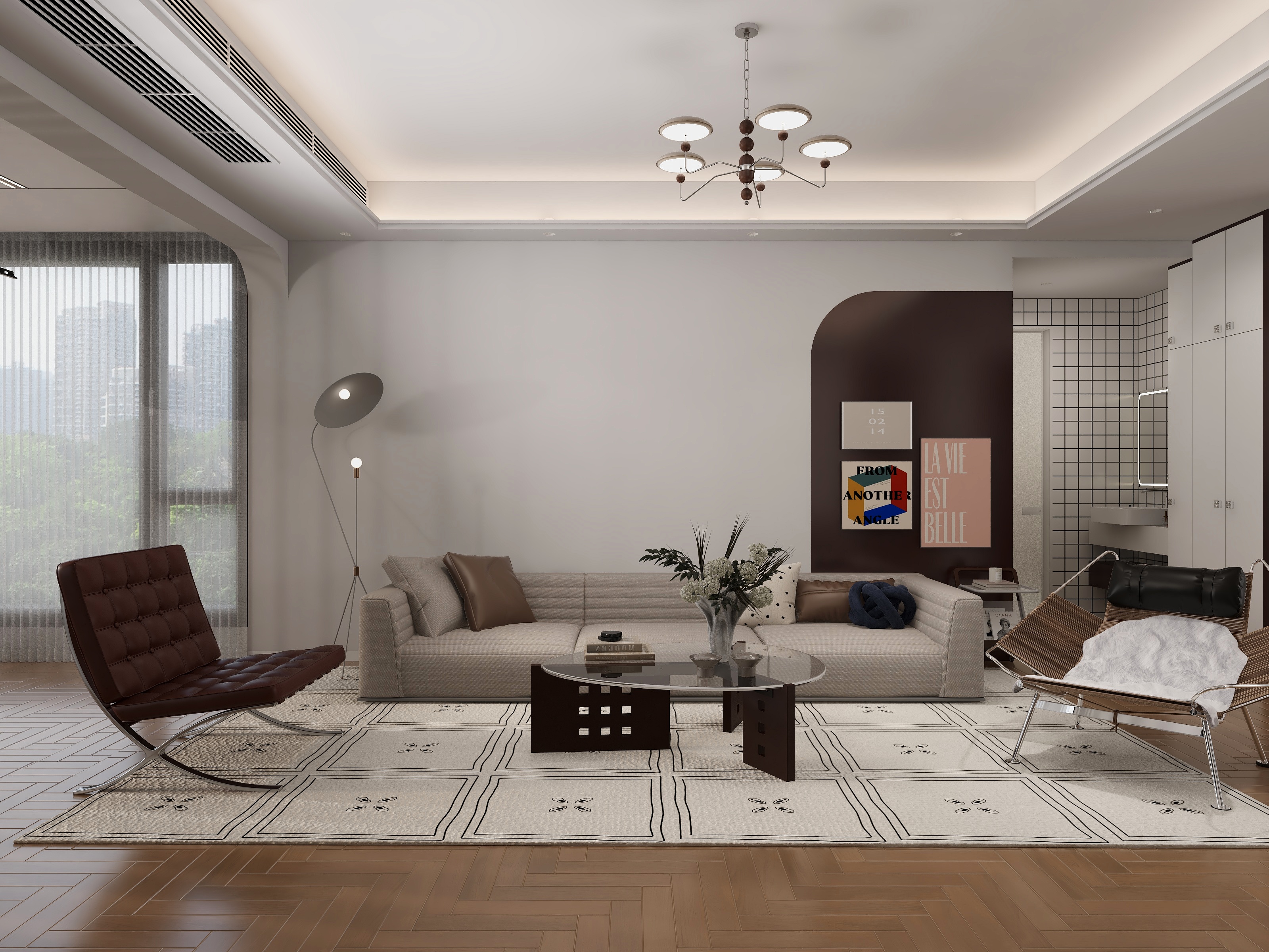 李青越-137方包豪斯风三居室装修效果图