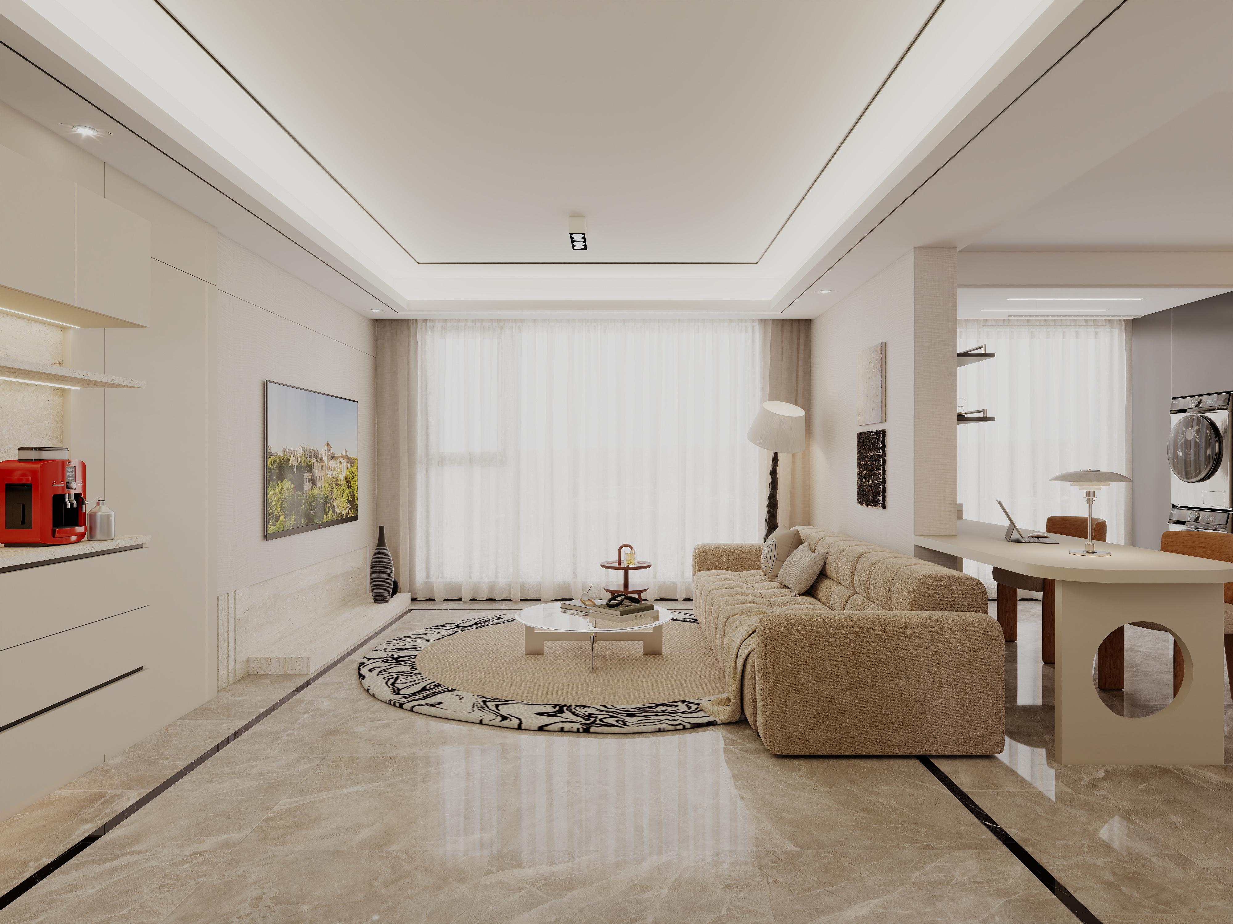 至简名设一钱春-115平奶油极简风两居室【何】-装修设计方案