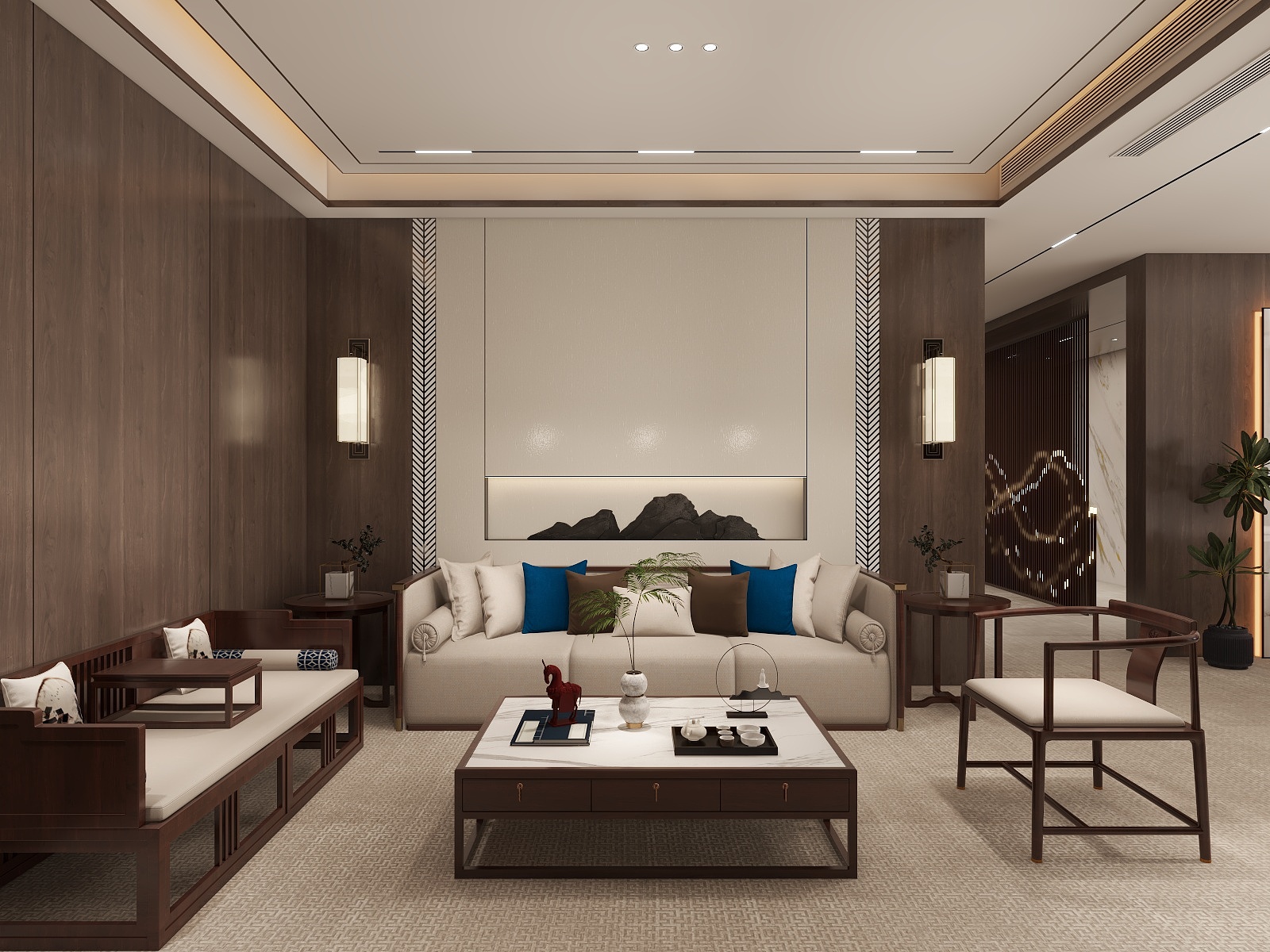 湛智华-新中式家庭棋牌室255平 隆丰佳苑装修效果图