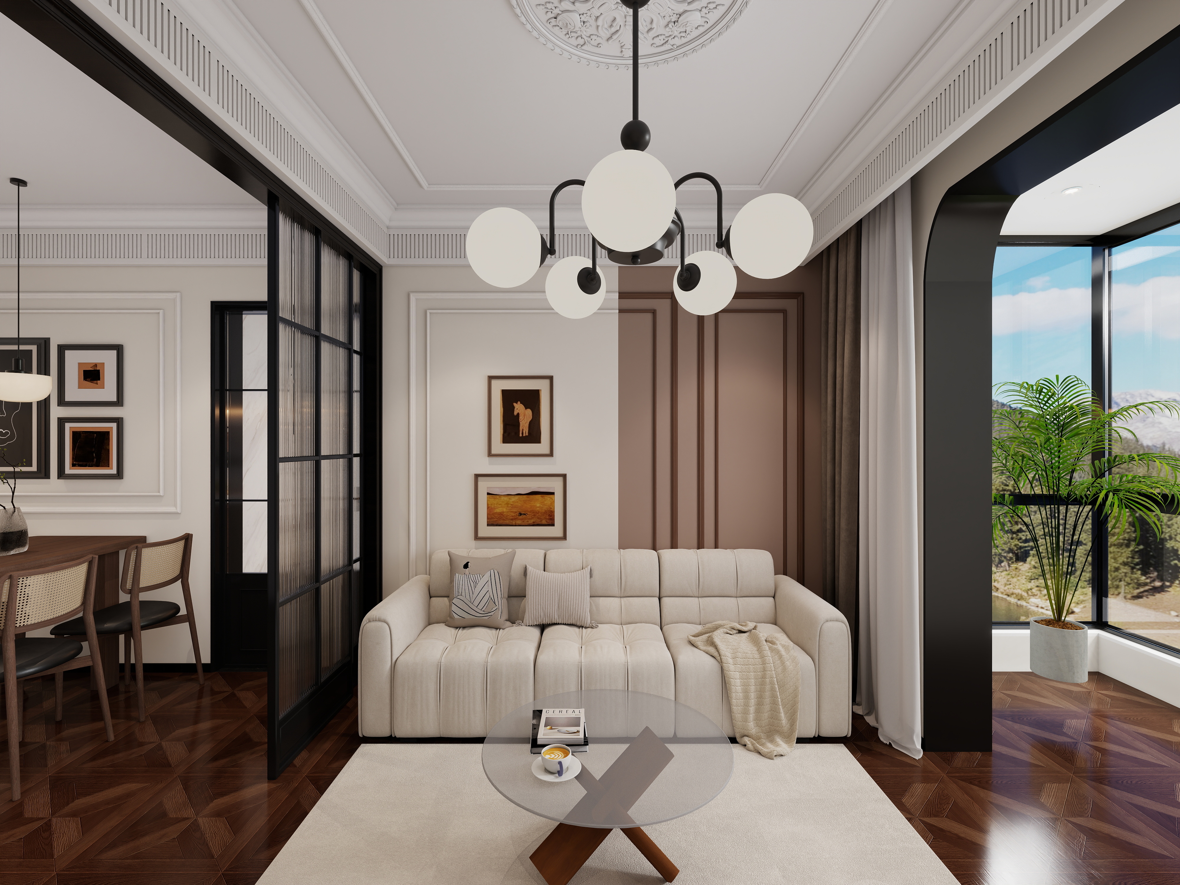 胖头鱼设计-家福园法式复古65㎡一室装修效果图