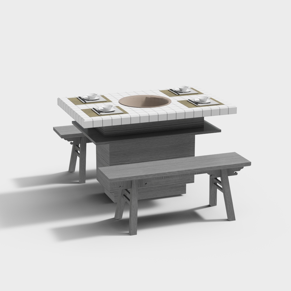 火锅桌椅3D模型