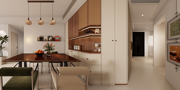 乐意---李-奶油中古风-装修设计方案